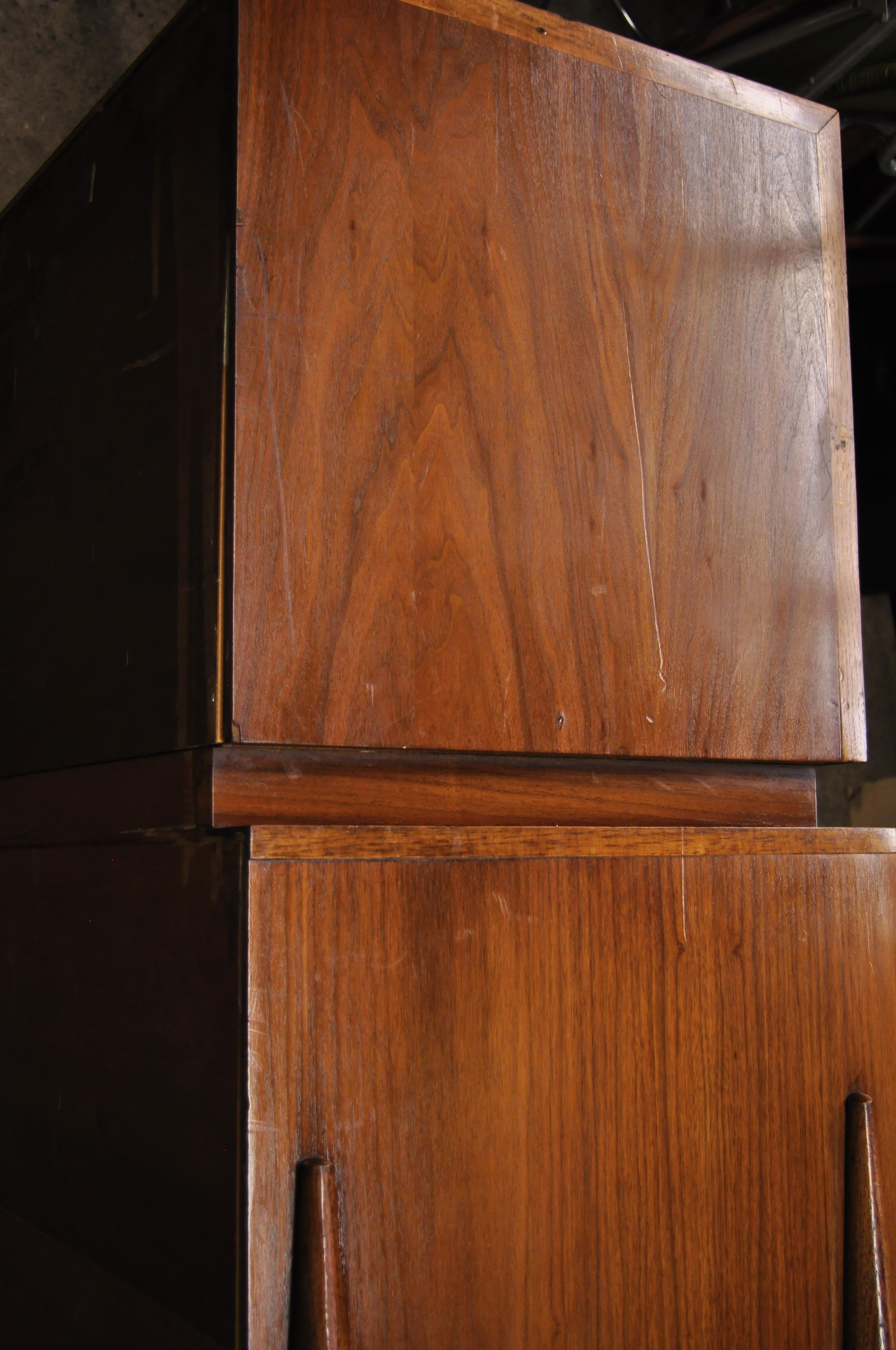 20th Century Vintage Kent Coffey The Auburn Midcentury Walnut Atomic Era Tall Chest Dresser