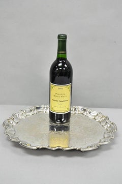 Vintage Kent Silversmiths Scalloped Silver Plated Serving Tray Trinket Dish