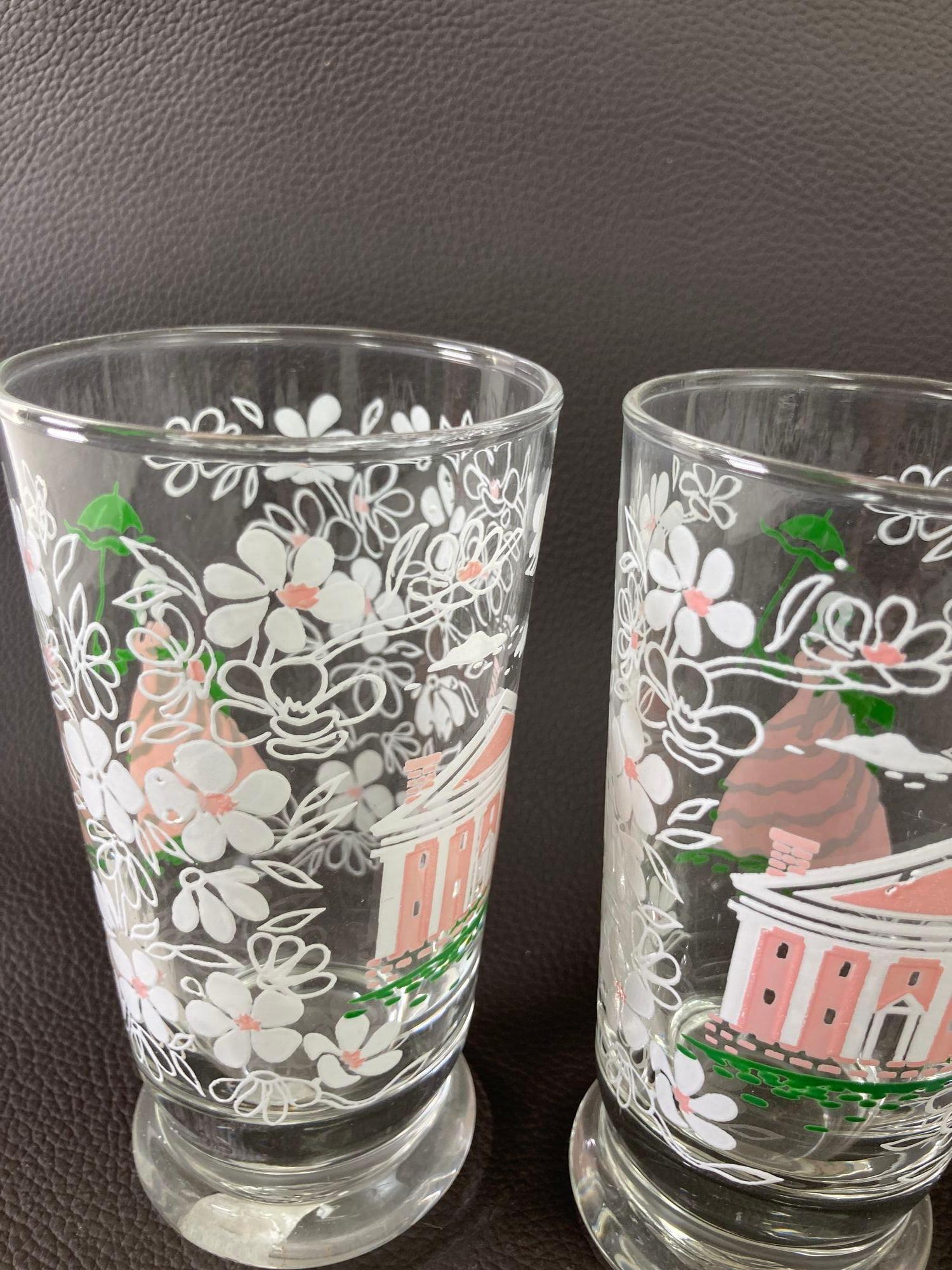 Vintage KENTUCKY DERBY Libbey Americana Southern Belle Magnolia Glasses Barware For Sale 2