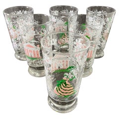 KENTUCKY DERBY Libbey Americana Southern Belle Magnoliengläser, Bargeschirr, Vintage