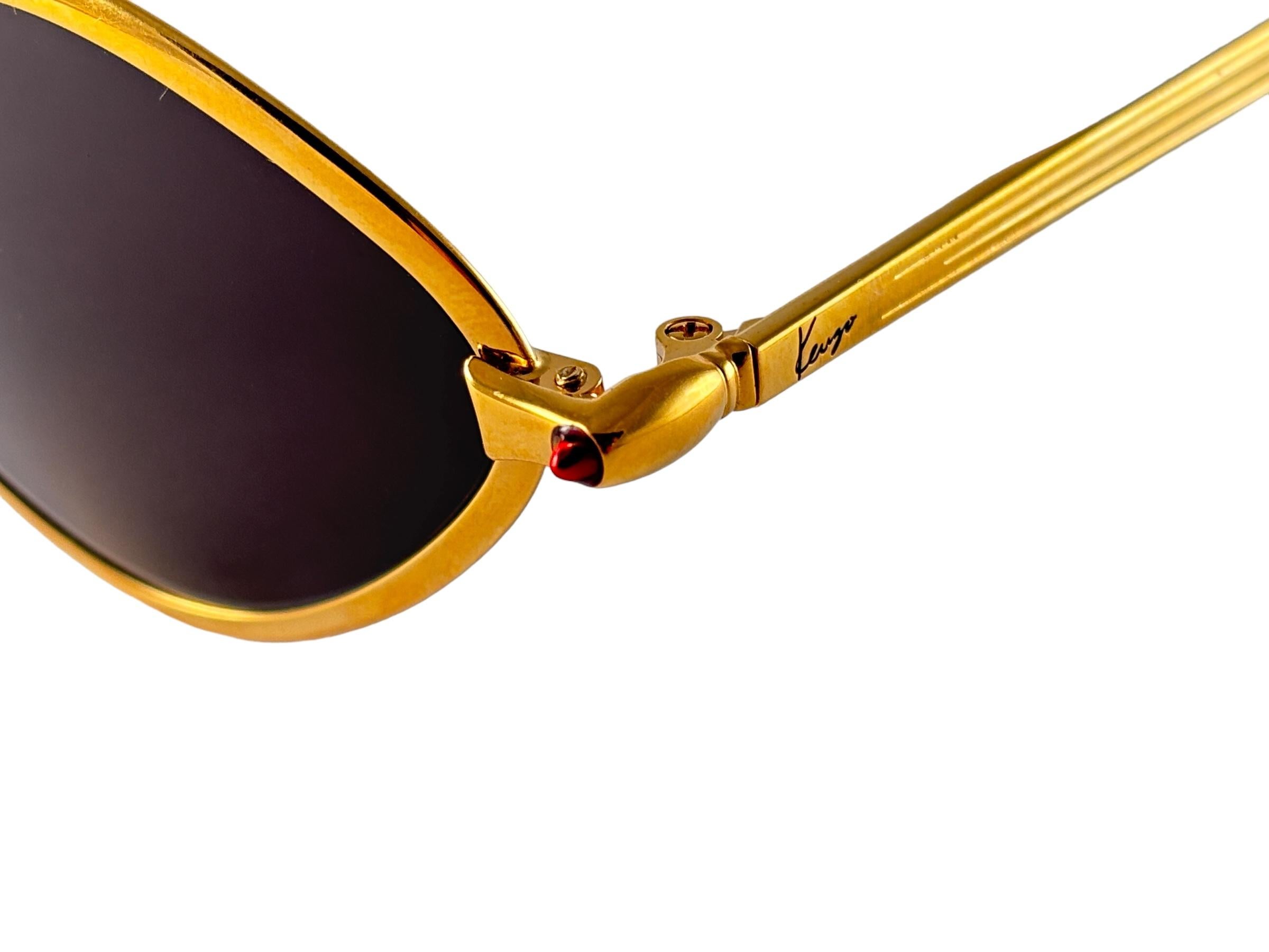 Lunettes de soleil vintage Kenzo 2872 Gold Diamond Shaped 1980's Made in Japan en vente 1