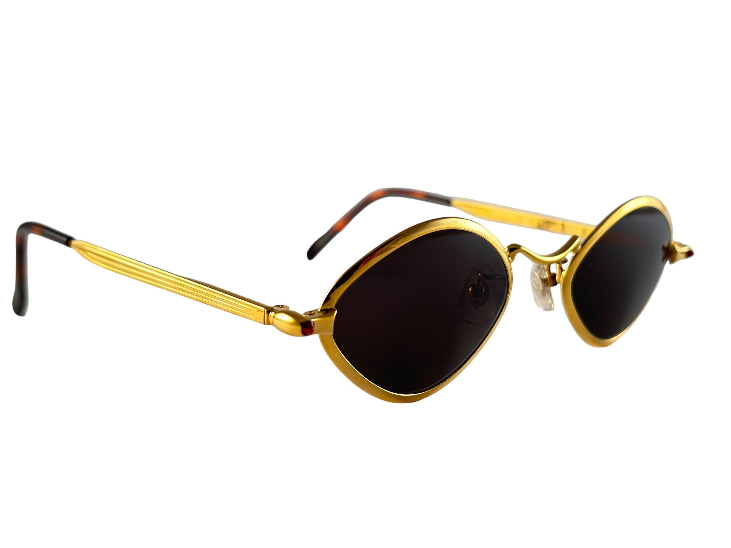 Lunettes de soleil vintage Kenzo 2872 Gold Diamond Shaped 1980's Made in Japan en vente 2