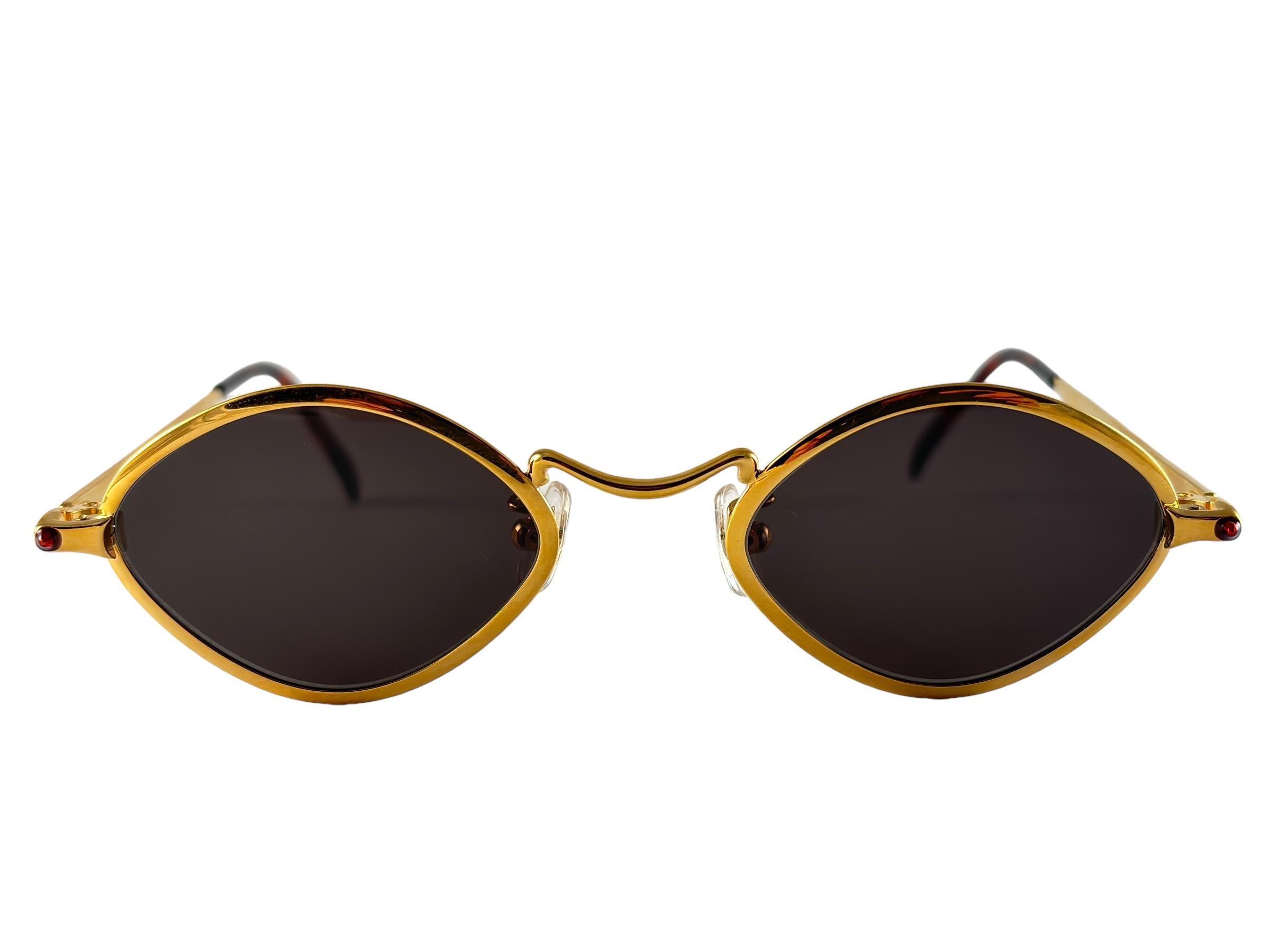 Lunettes de soleil vintage Kenzo 2872 Gold Diamond Shaped 1980's Made in Japan en vente 4