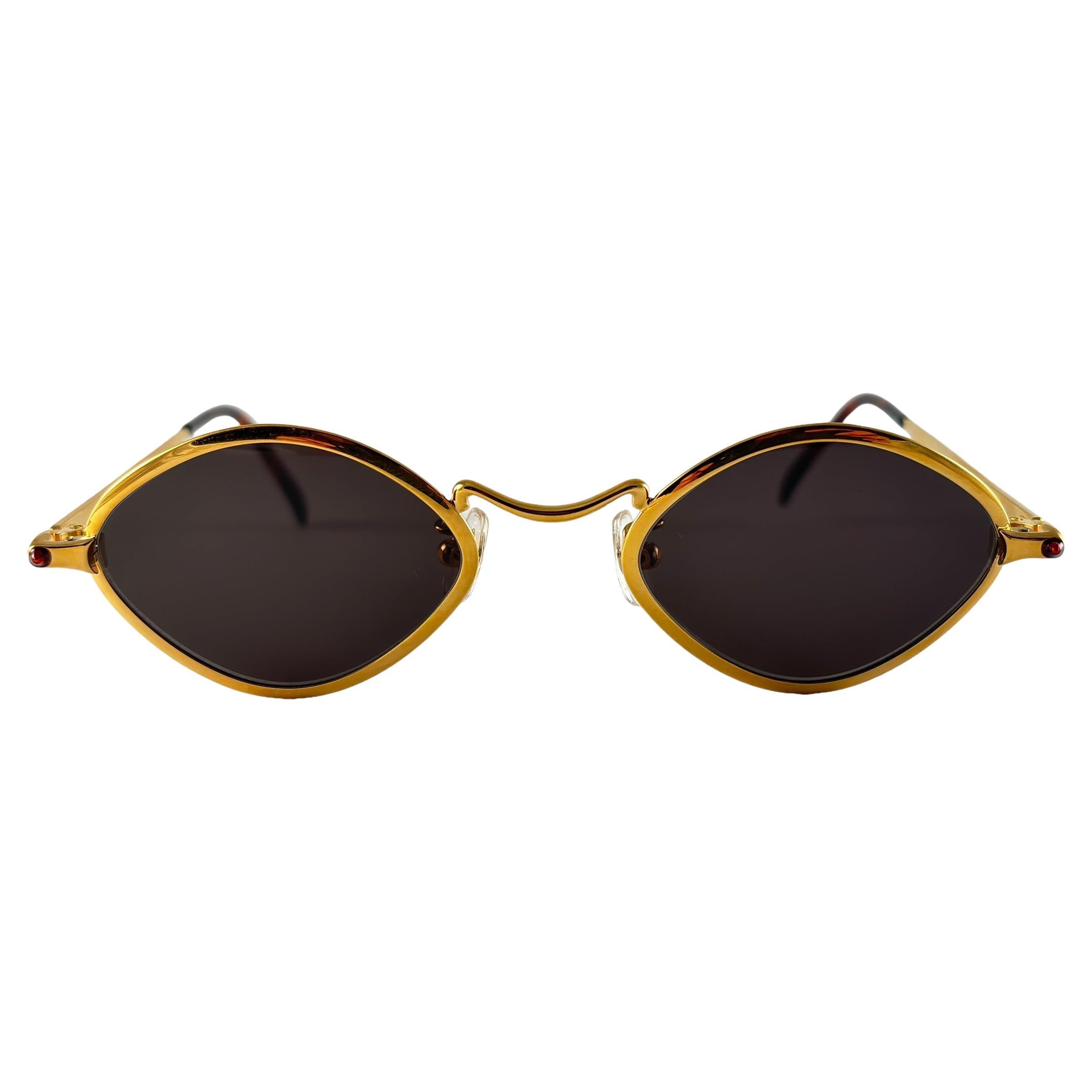 Vintage Kenzo 2872 Gold Diamond Shaped Sunglasses 1980 s Made in Japan For Sale at 1stDibs