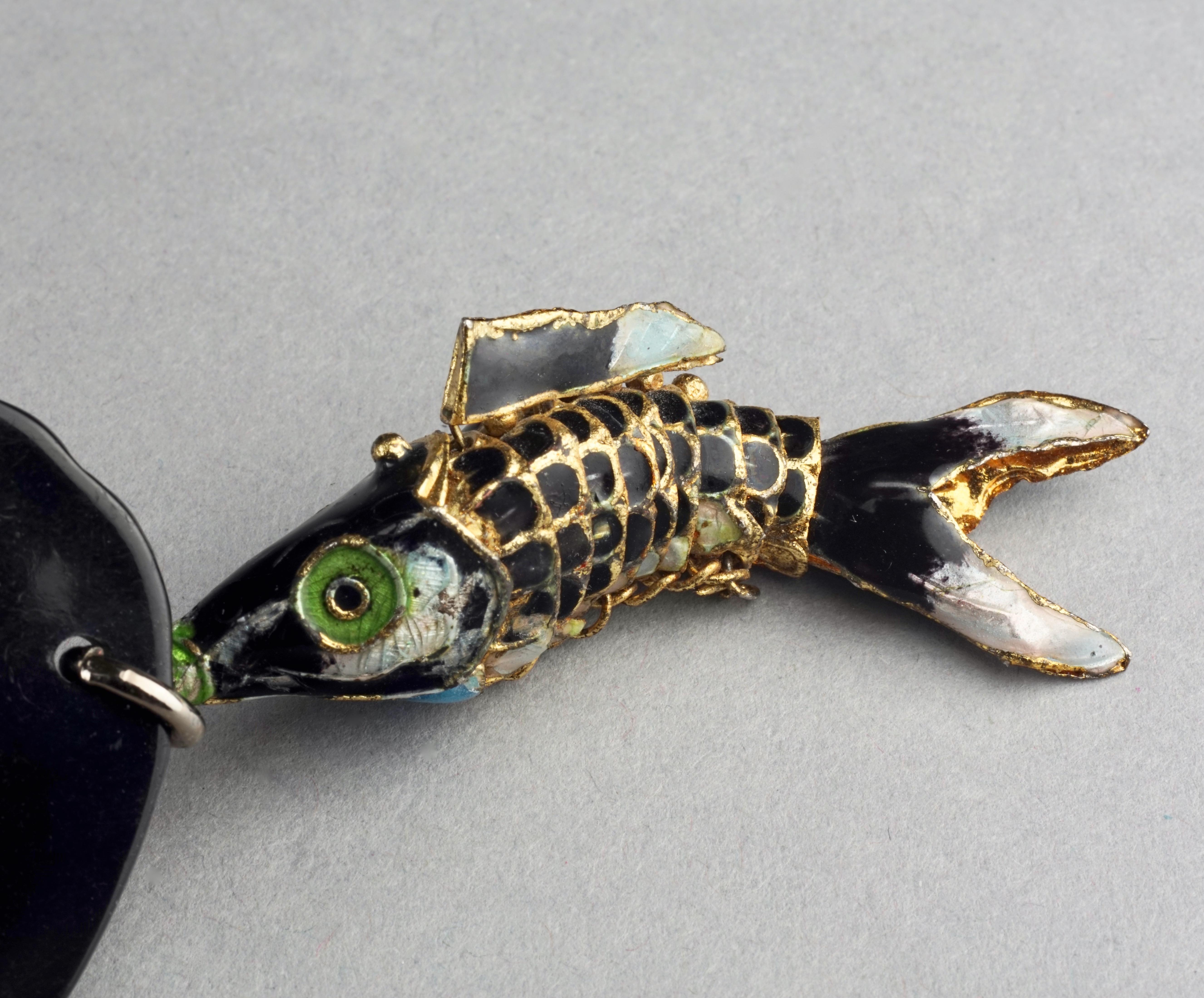 Vintage KENZO Articulated Koi Fish Faux Agate Brooch For Sale 3