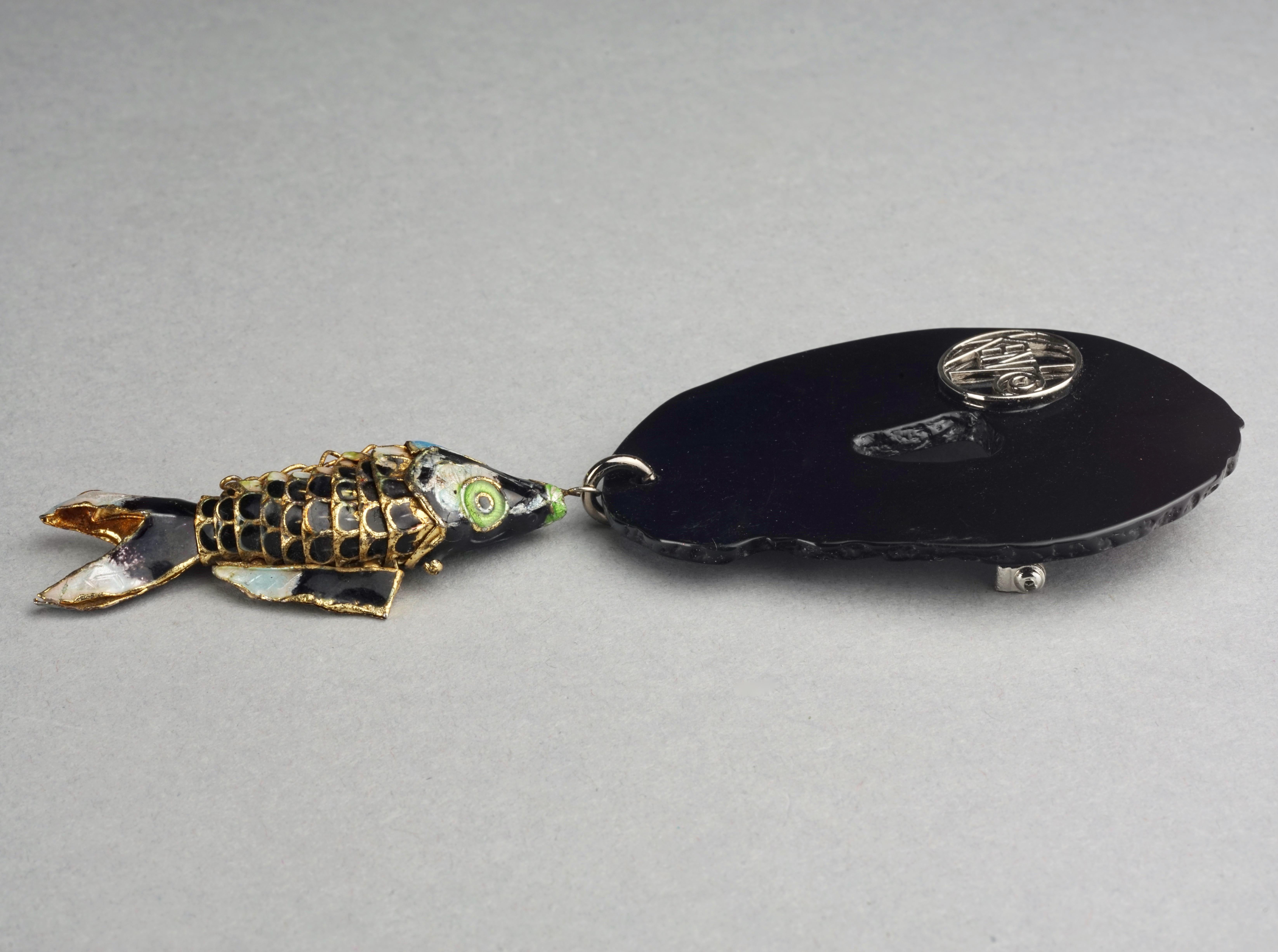 Vintage KENZO Articulated Koi Fish Faux Agate Brooch For Sale 1