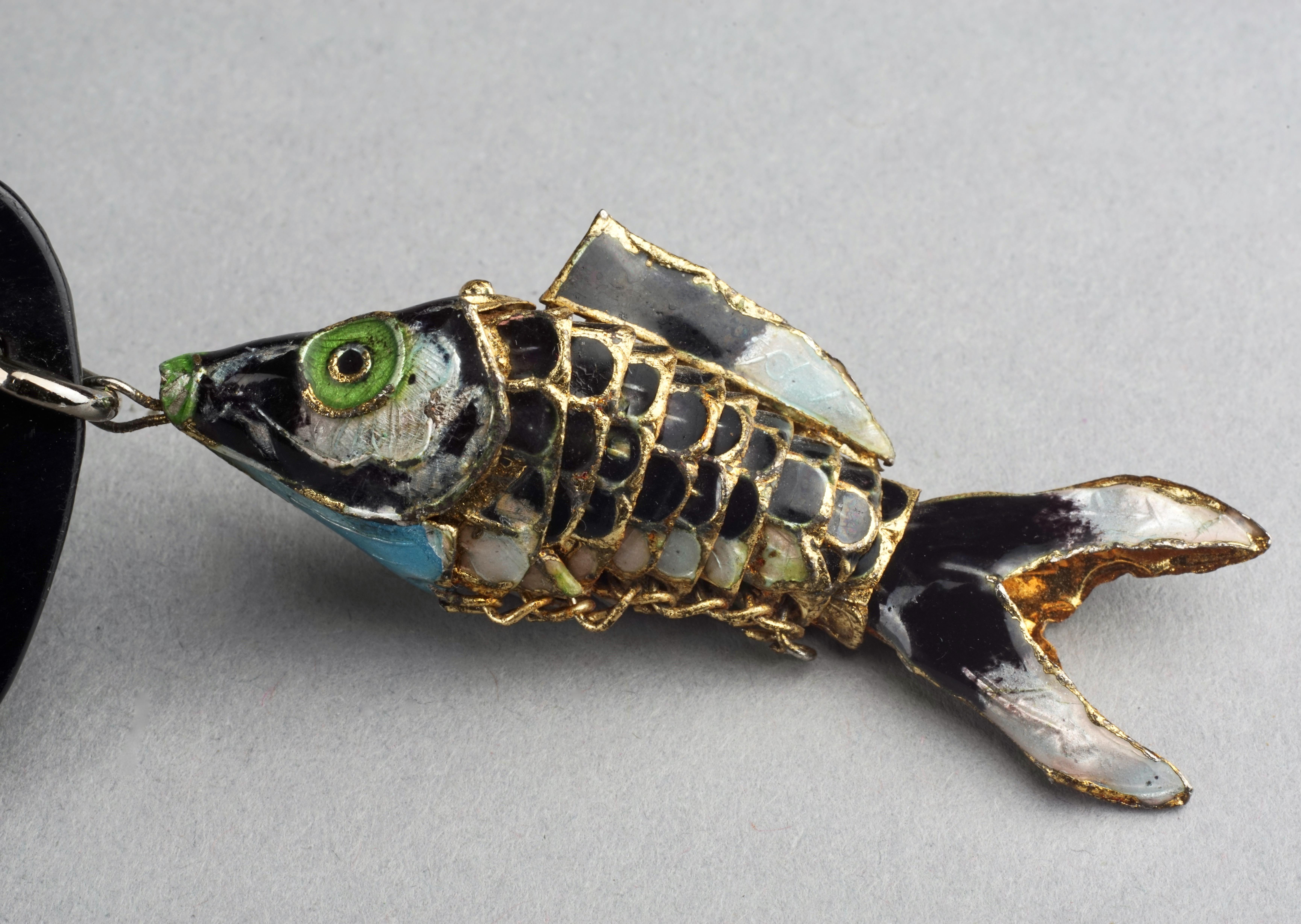 Vintage KENZO Articulated Koi Fish Faux Agate Brooch For Sale 2