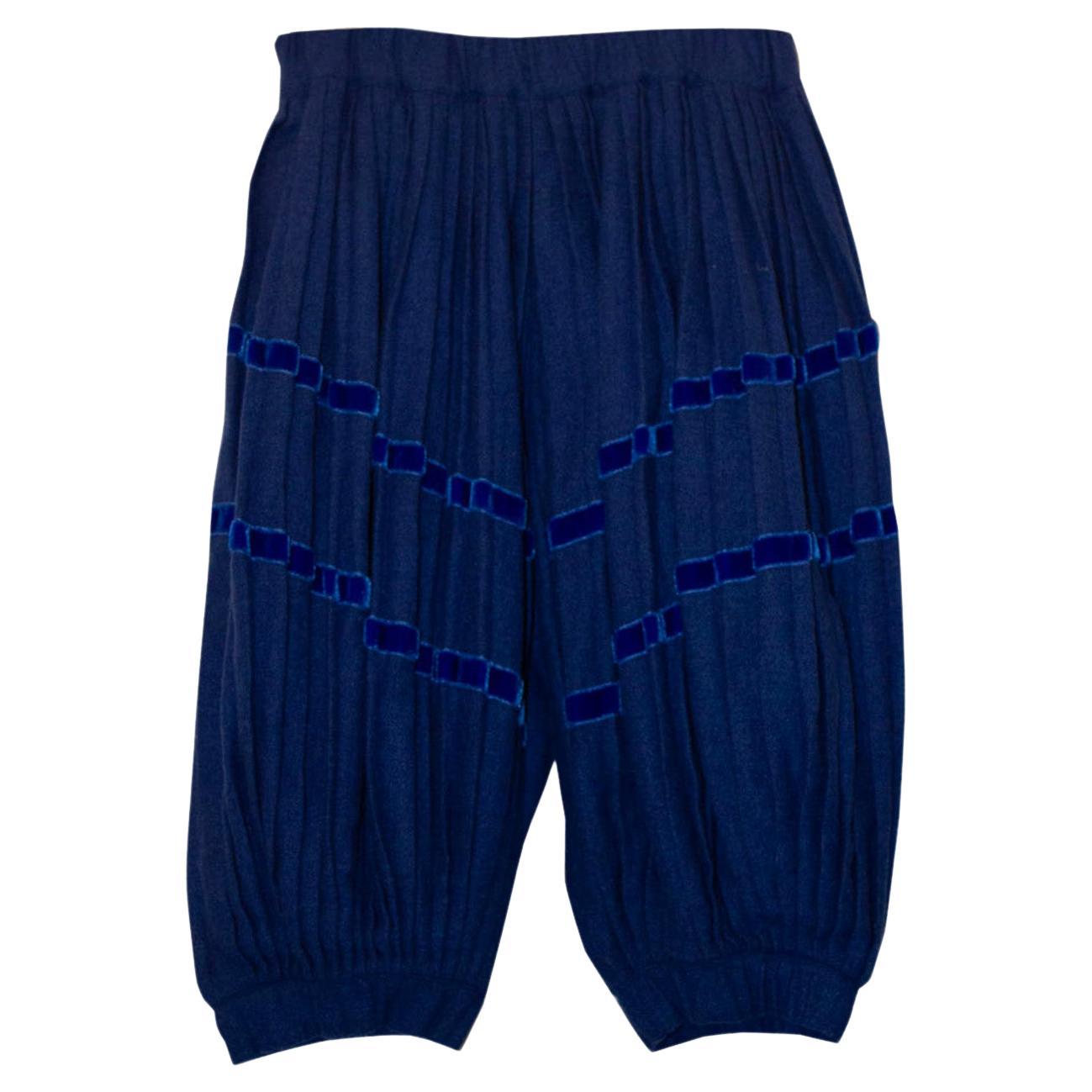 Vintage Kenzo Blue Pleated Knickerbockers/Shorts For Sale
