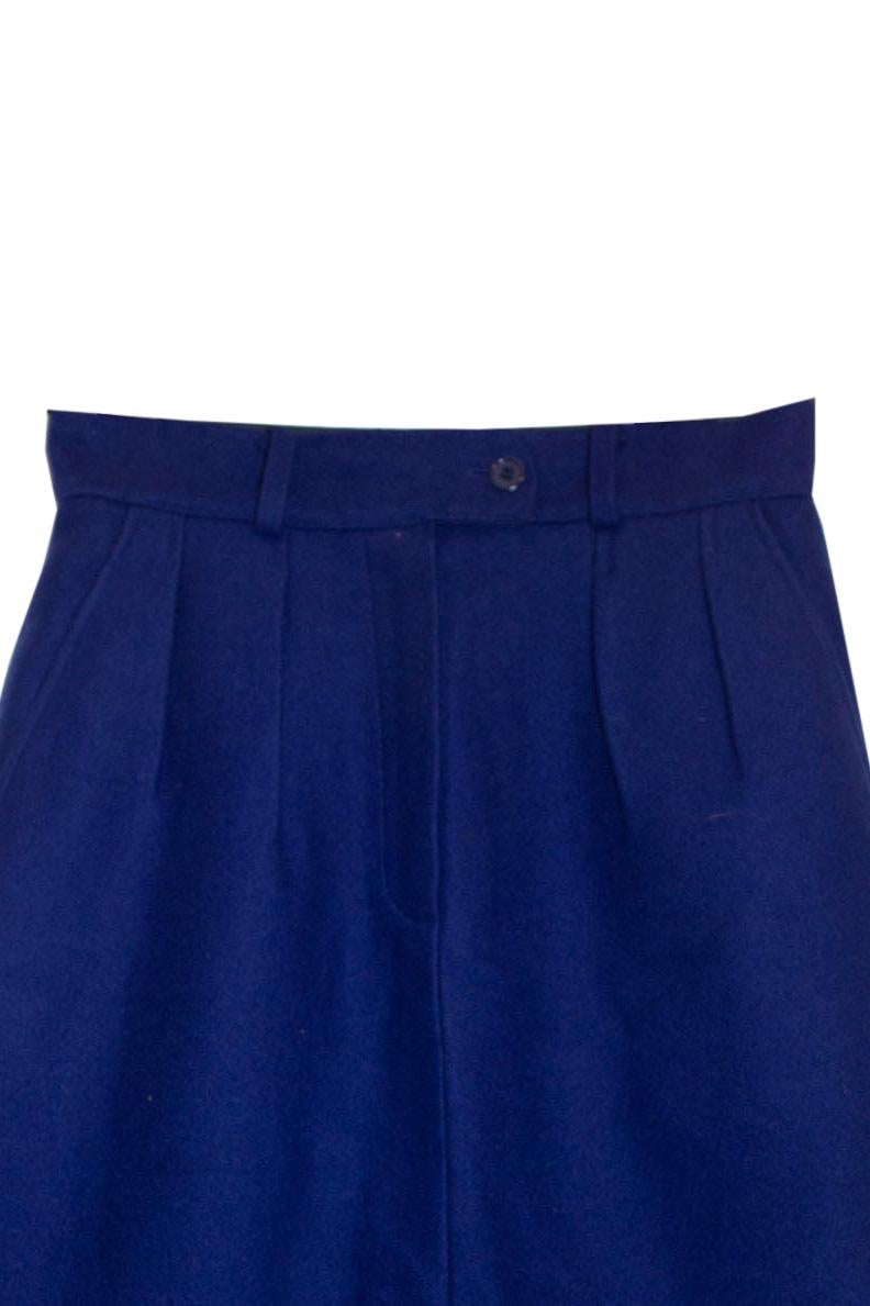 Vintage Kenzo Blue Wool Mini Skirt For Sale 2