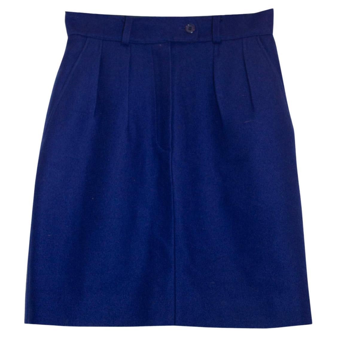 Vintage Kenzo Blue Wool Mini Skirt For Sale