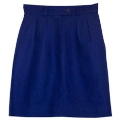Retro Kenzo Blue Wool Mini Skirt