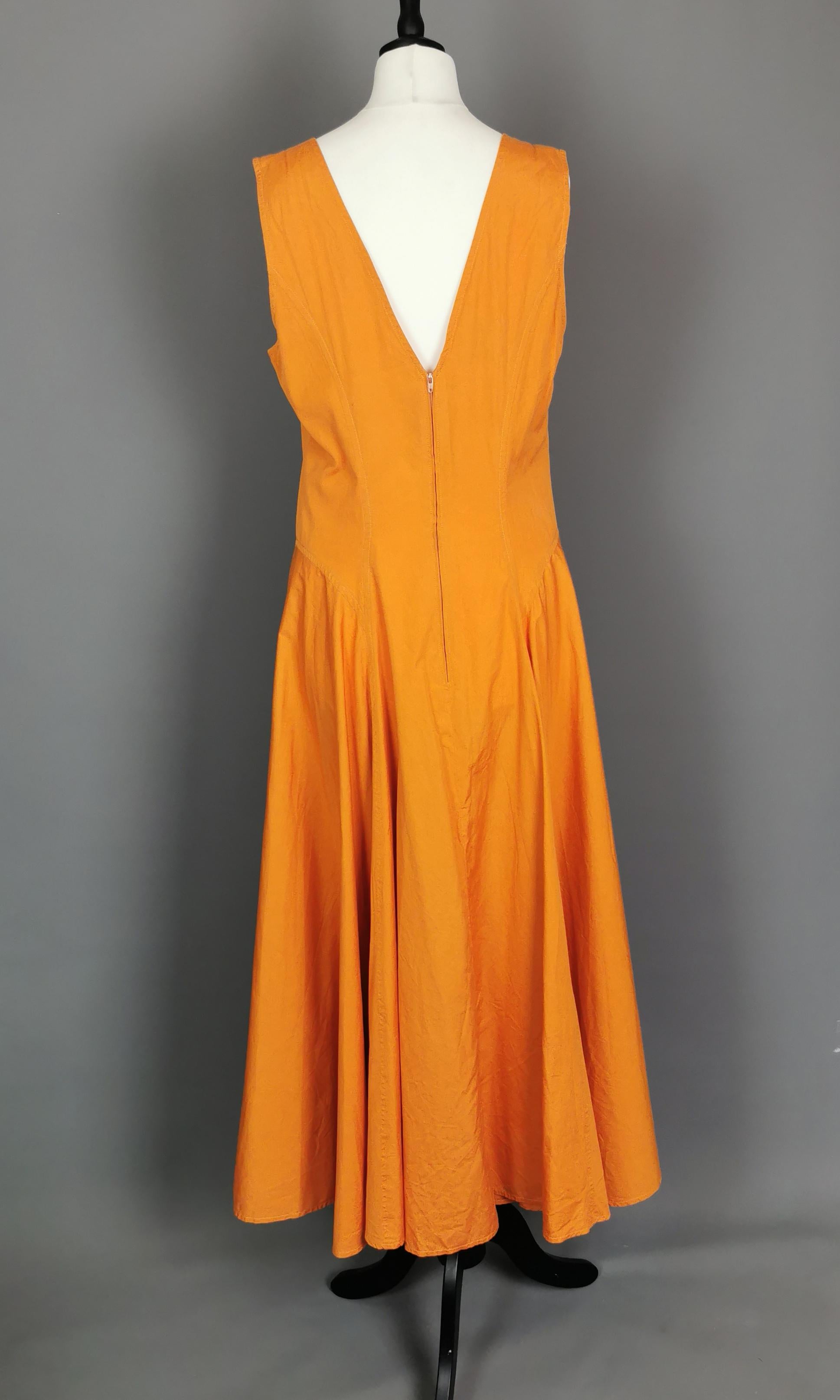 Vintage Kenzo burnt orange sun dress, 1980s  For Sale 8