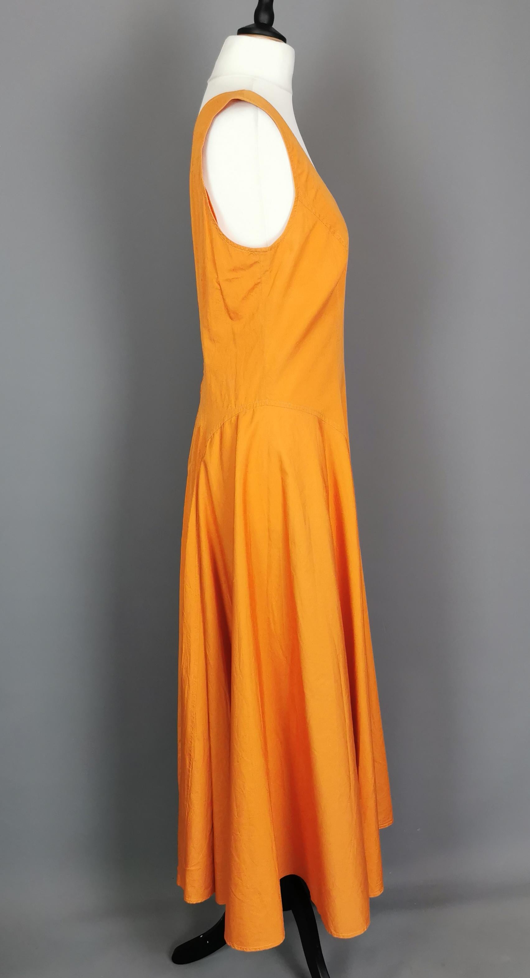 Orange Vintage Kenzo burnt orange sun dress, 1980s  For Sale