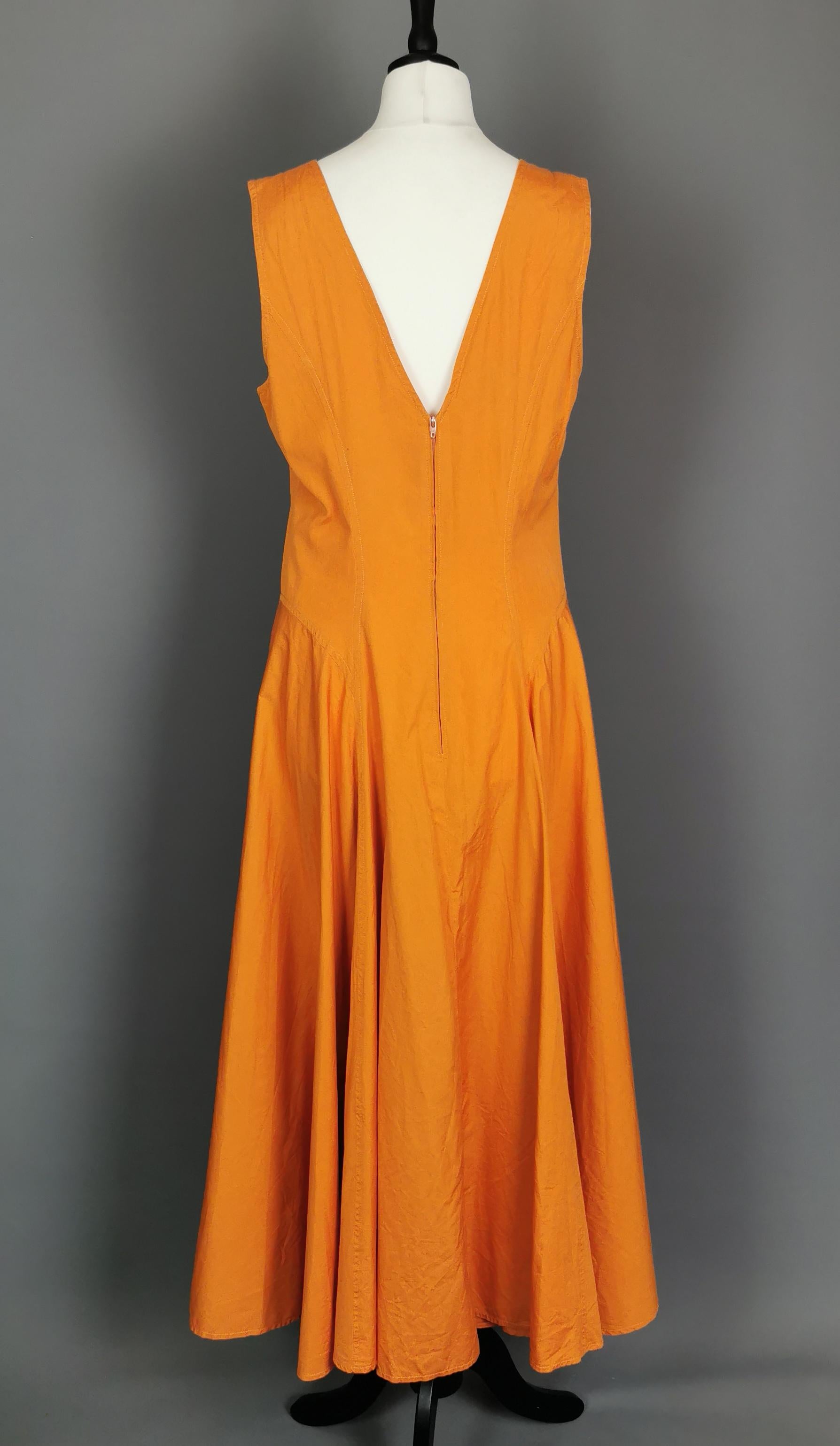 Women's Vintage Kenzo burnt orange sun dress, 1980s  For Sale
