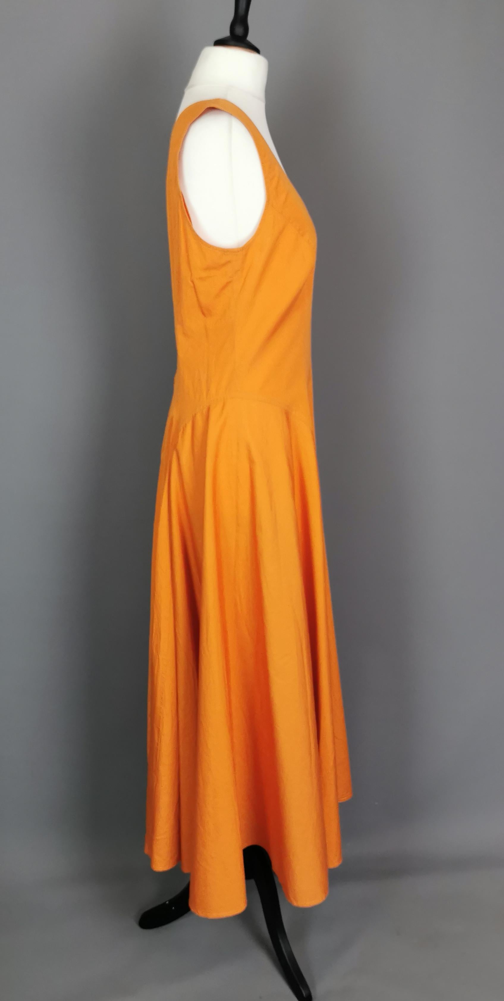 Vintage Kenzo burnt orange sun dress, 1980s  For Sale 2