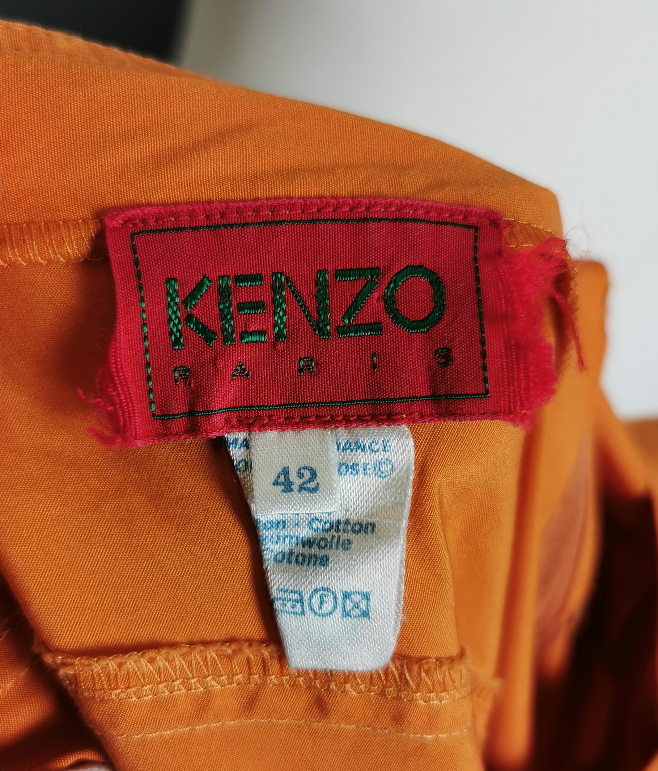 Vintage Kenzo burnt orange sun dress, 1980s  For Sale 3