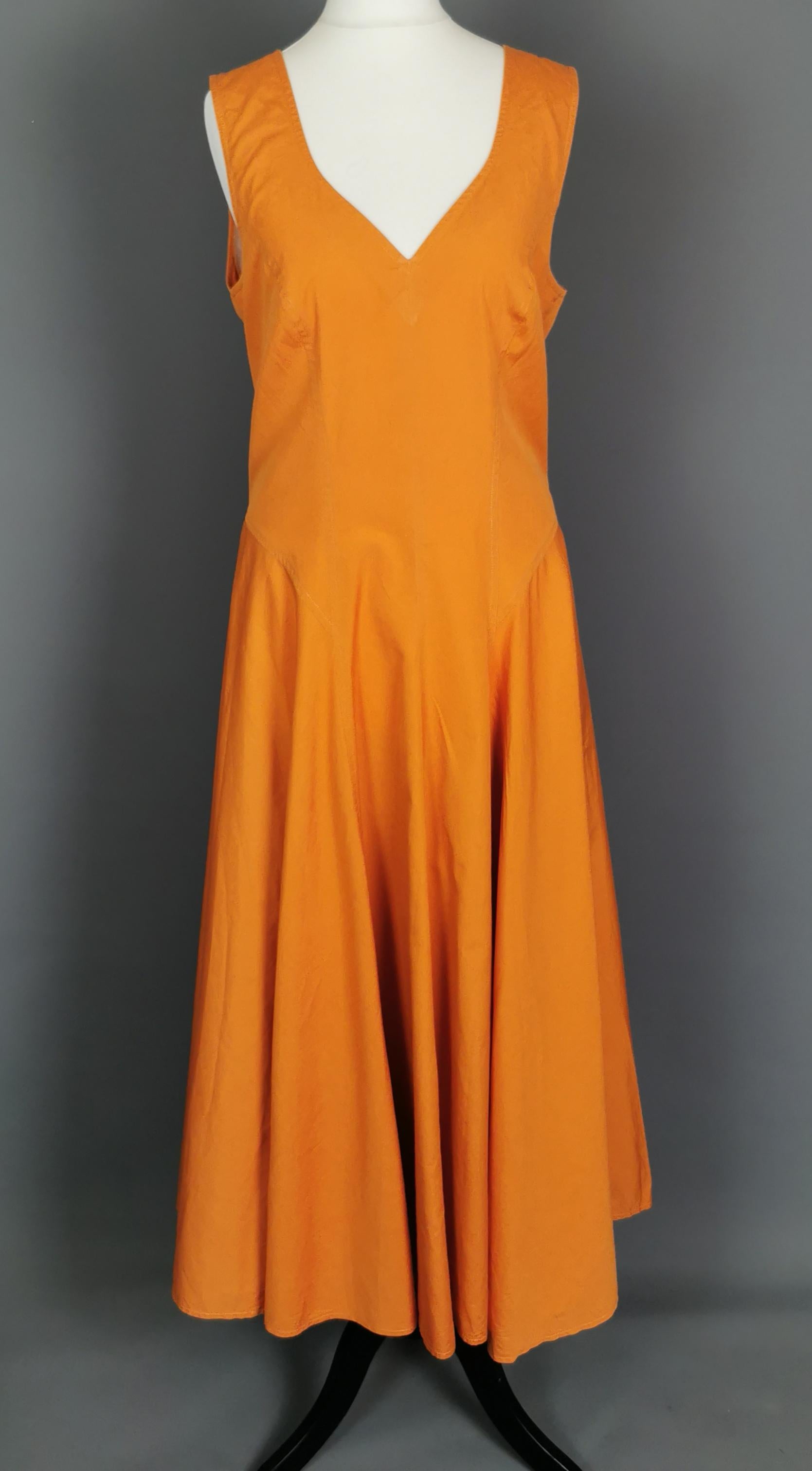 Vintage Kenzo burnt orange sun dress, 1980s  For Sale 4