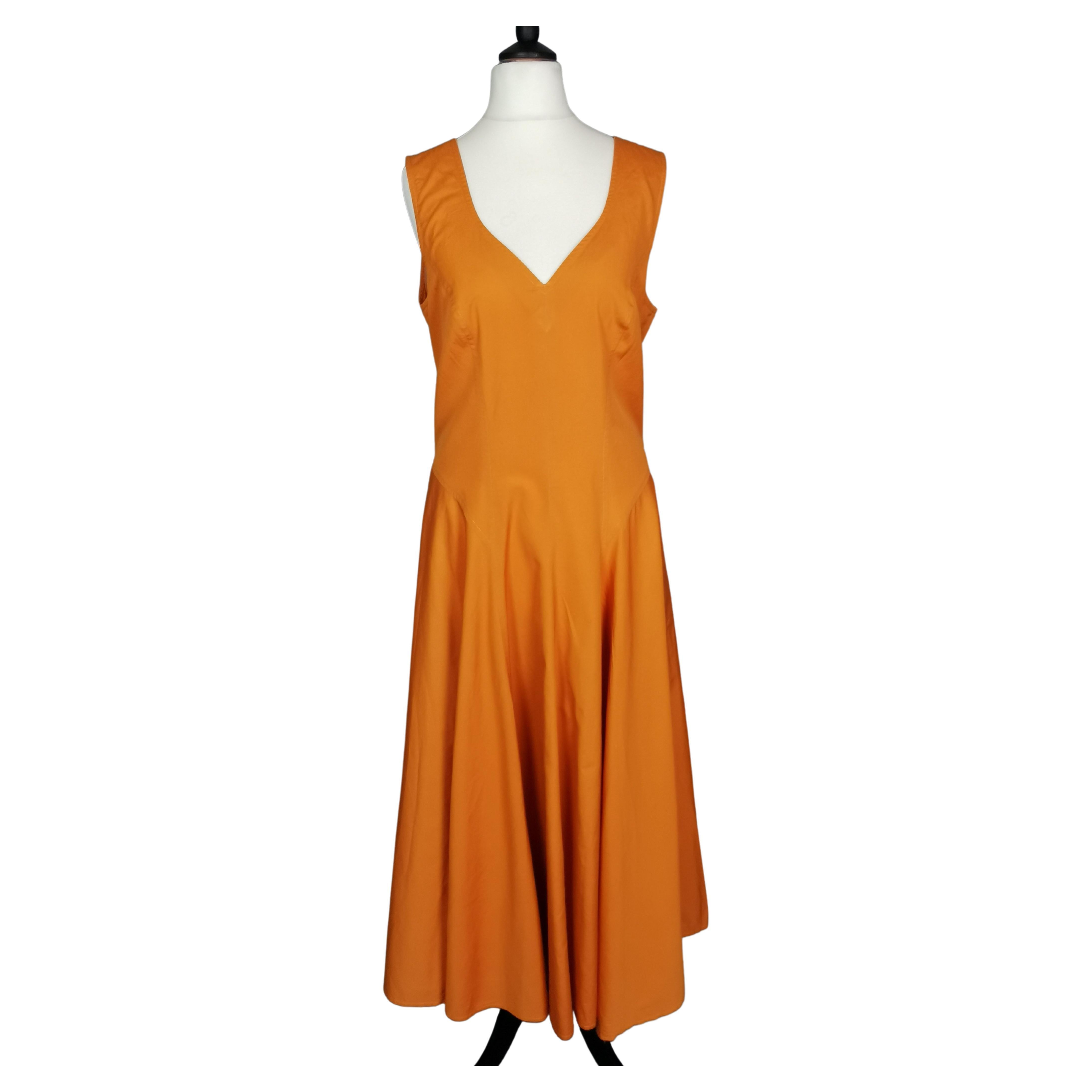 Vintage Kenzo burnt orange sun dress, 1980s  For Sale