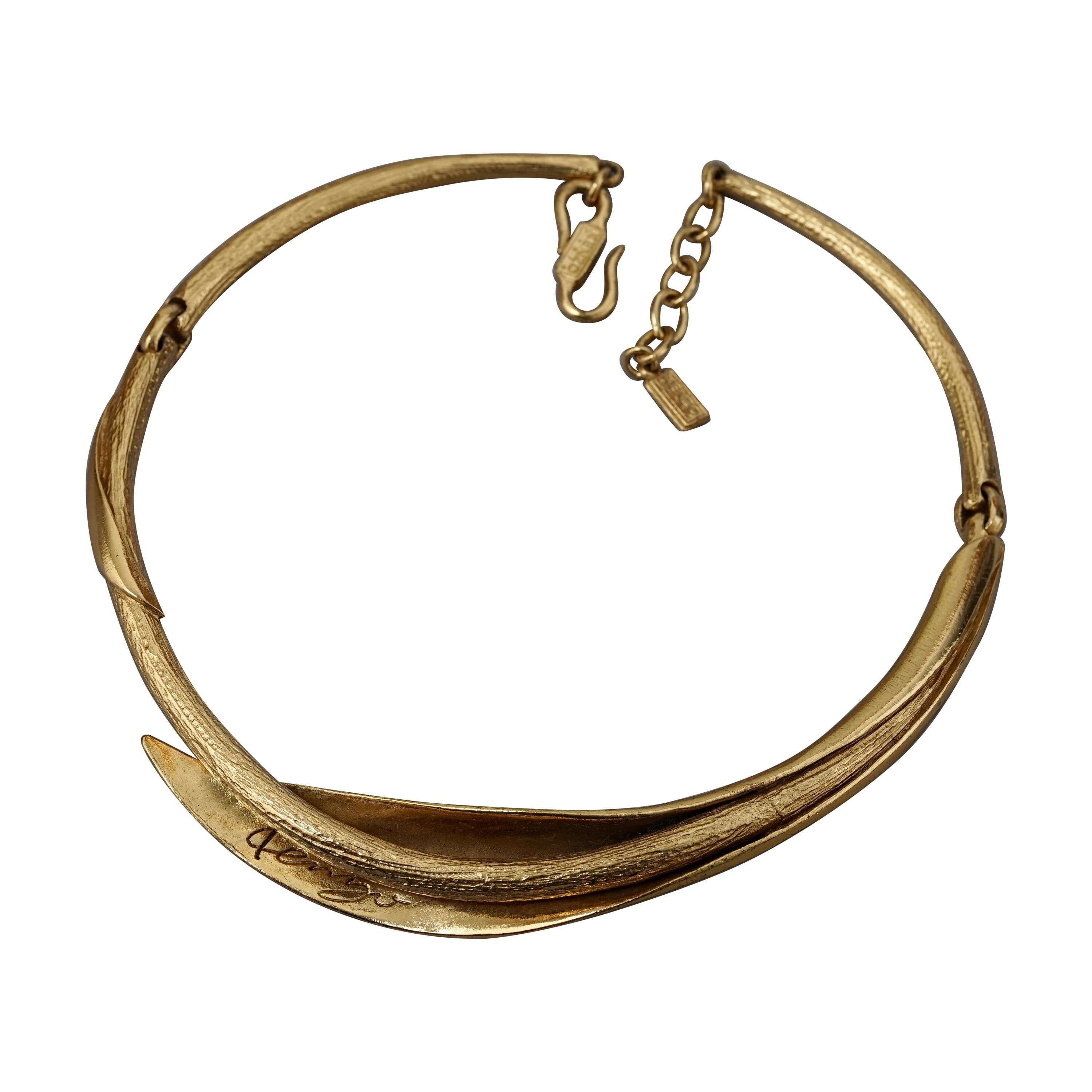 Vintage KENZO Calla Lily Flower Rigid Choker Necklace