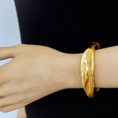 Vintage KENZO Calla Lily Gold Tone Rigid Armreif Armbänder