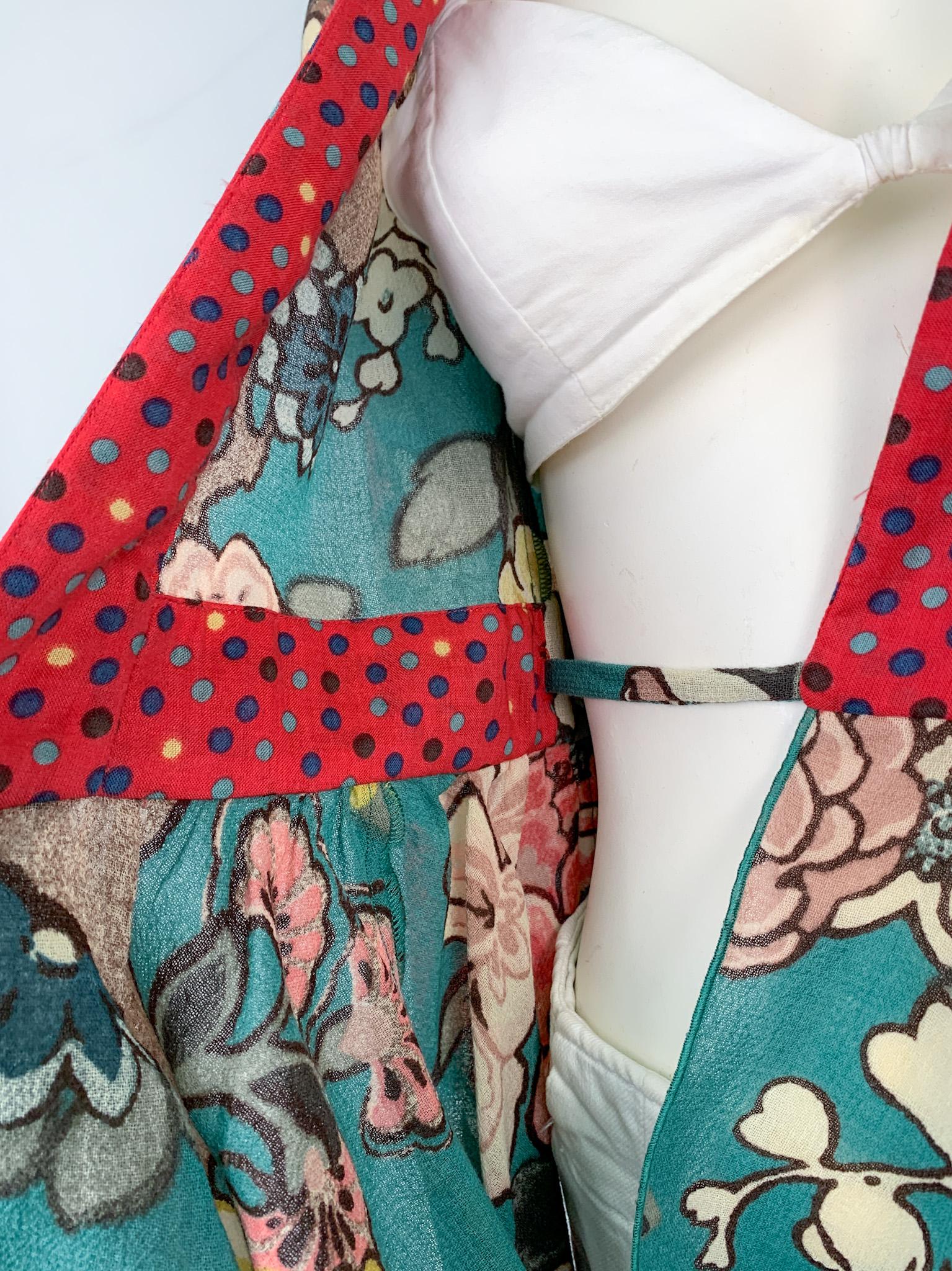 Vintage Kenzo colourful printed wool & silk ruffled two-piece ensemble 5