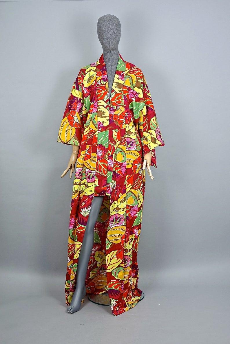 Vintage KENZO Floral Haori Kimono Coat In Excellent Condition For Sale In Kingersheim, Alsace
