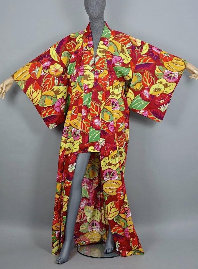 Vintage KENZO Floral Haori Kimono Coat For Sale at 1stDibs