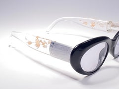 Vintage Kenzo " HIBISCUS " Oval Black Cat Eyed Lenses Sunglasses 1980's