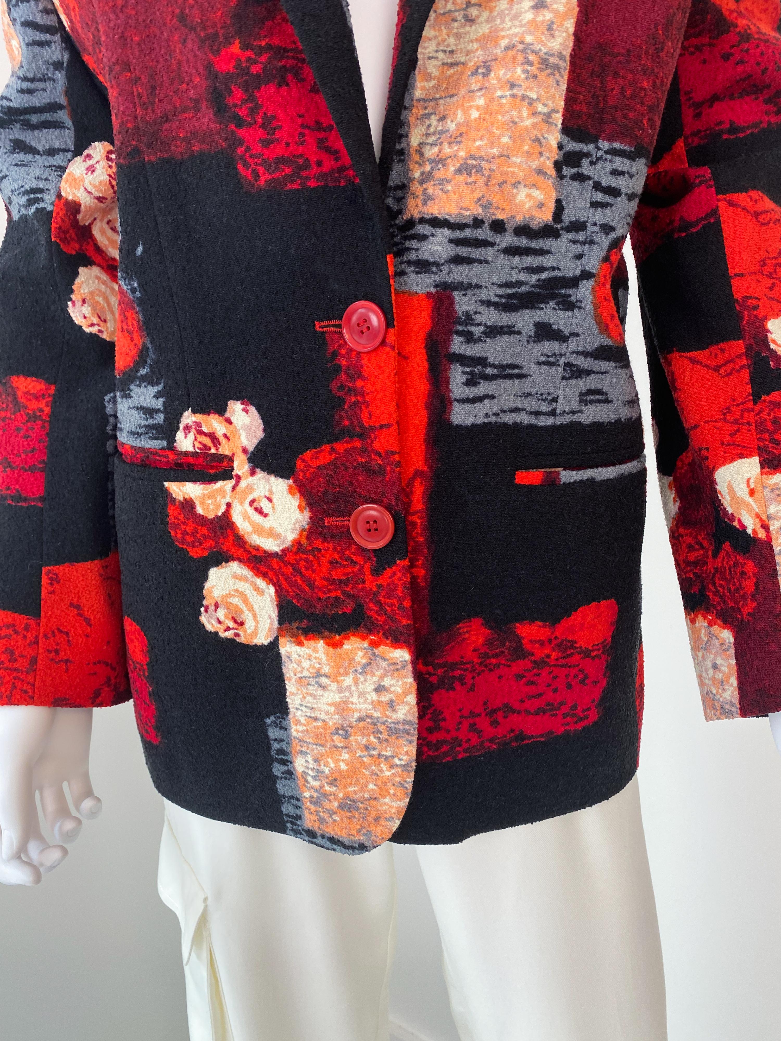 Kenzo Paris Abstract Print Multicolor Jacket Size 10/12 In Excellent Condition For Sale In Atlanta, GA