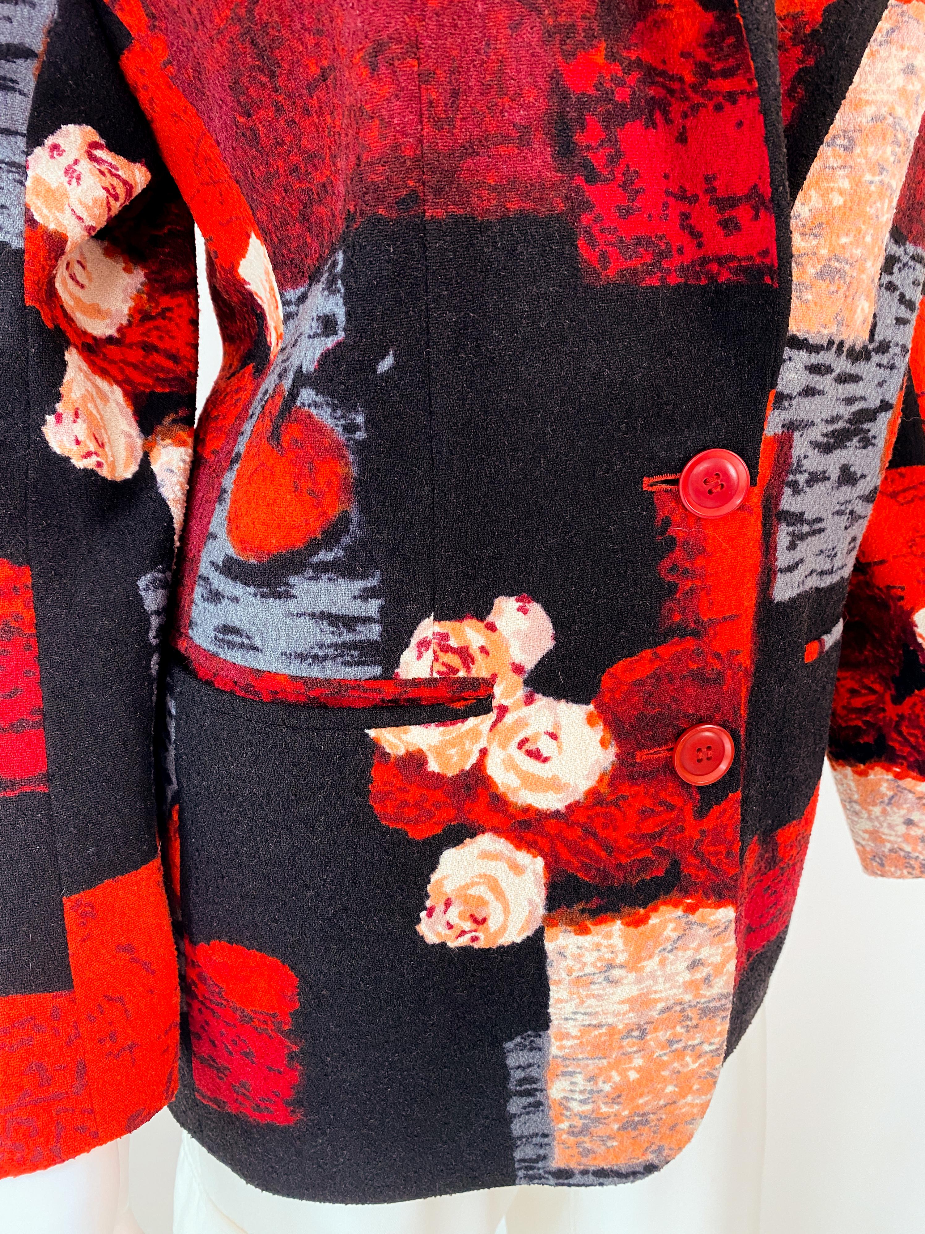 Women's Kenzo Paris Abstract Print Multicolor Jacket Size 10/12 For Sale