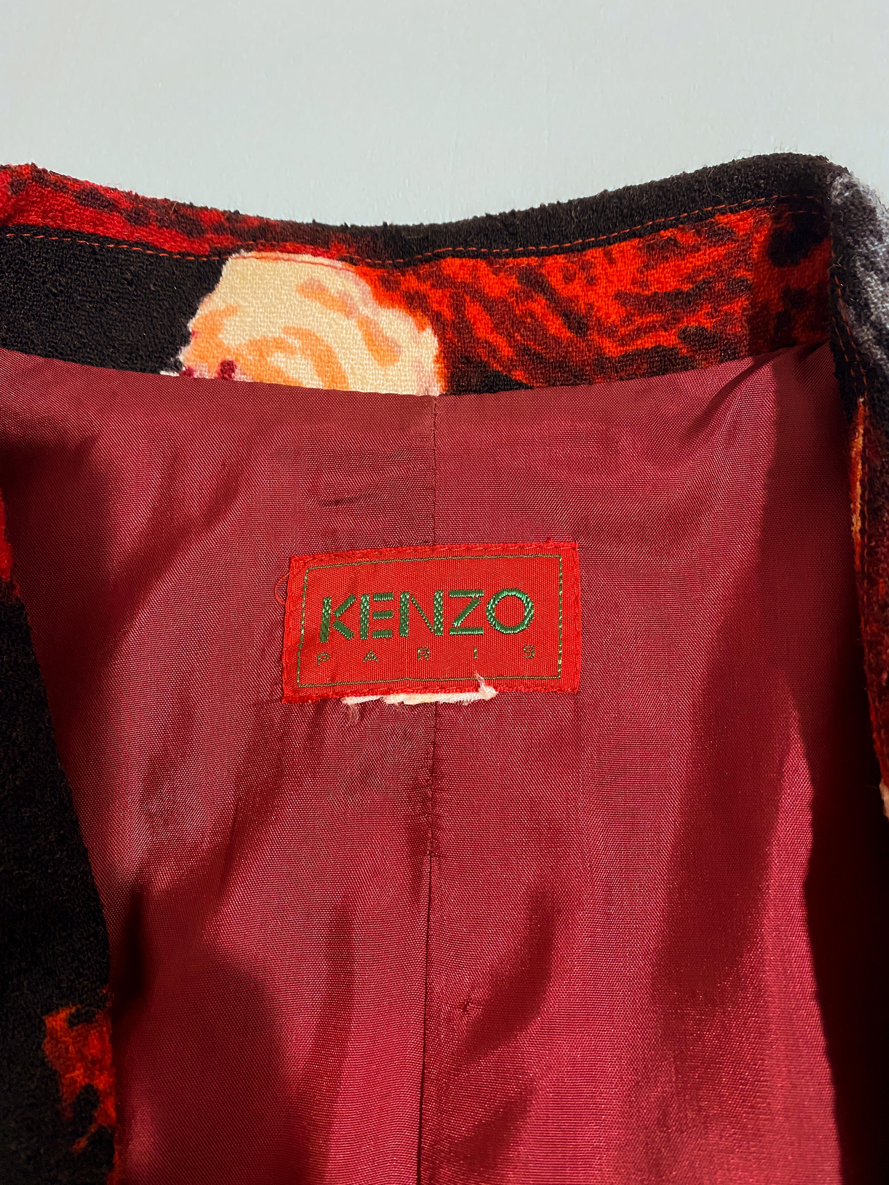 Kenzo Paris Abstract Print Multicolor Jacket Size 10/12 For Sale 4