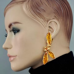 Vintage KENZO PARIS Cluster Ball Lucite Leaves Dangling Earrings