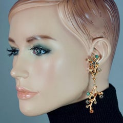 KENZO PARIS Boucles d'oreilles pendantes vintage en forme de fleur spoutnik ornées de bijoux