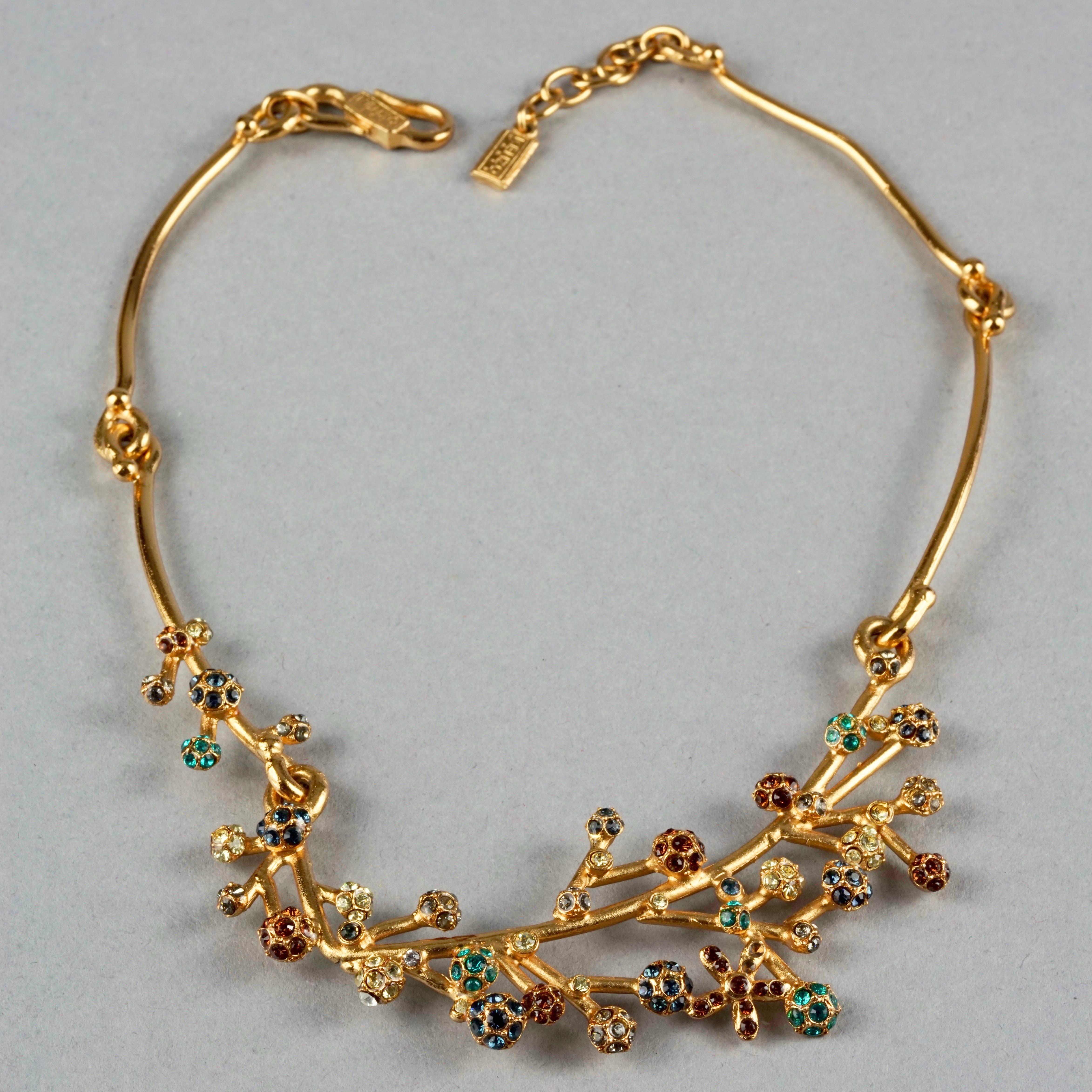 Vintage KENZO PARIS Jewelled Flower Sputnik Necklace In Excellent Condition For Sale In Kingersheim, Alsace