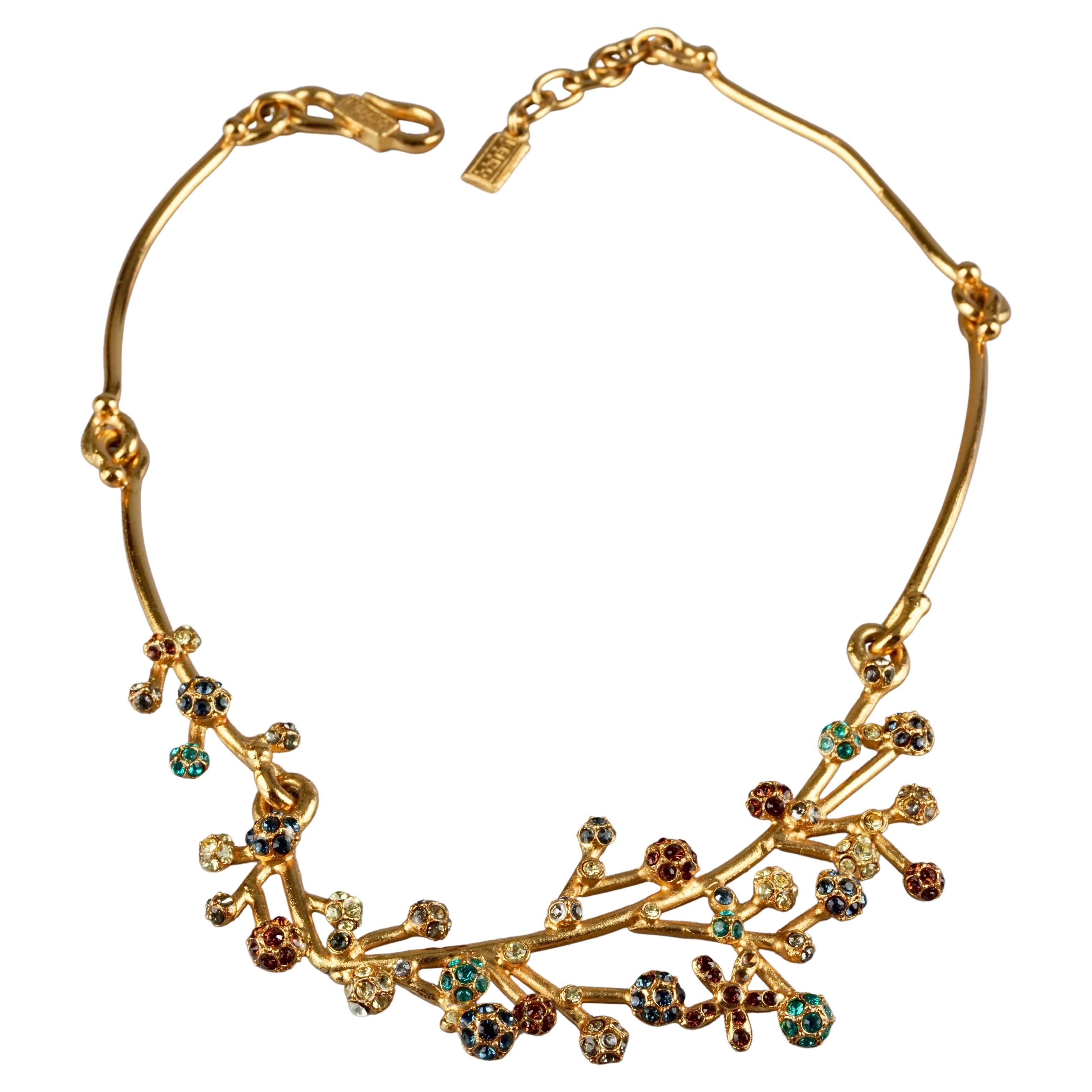 Vintage KENZO PARIS Jewelled Flower Sputnik Necklace For Sale