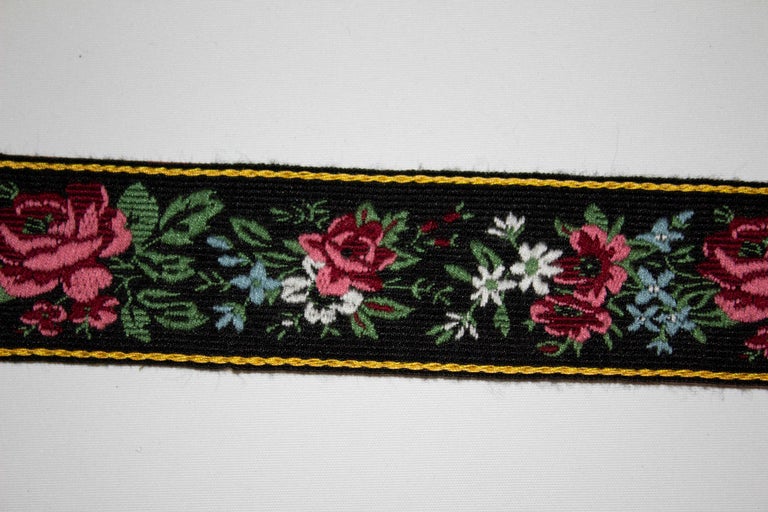 Kenzo Paris Vintage Black Leather Floral Embroidered Belt Gold Scalloped Buckle Kenzo leather belt - Gem main image 2