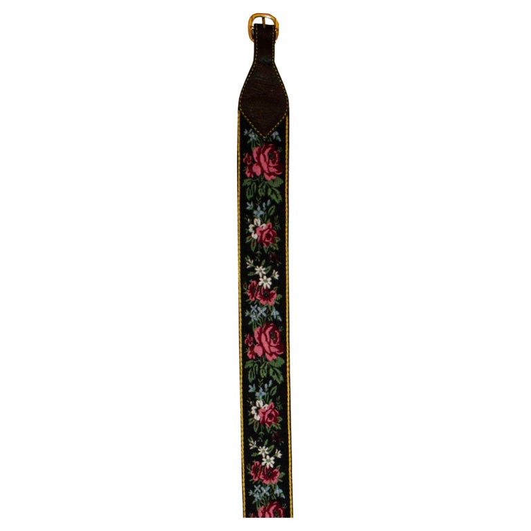 Kenzo Paris Vintage Black Leather Floral Embroidered Belt Gold Scalloped Buckle Kenzo leather belt - Gem main image 4