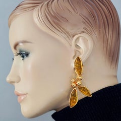 Vintage KENZO PARIS Lucite Leaves Dangling Earrings