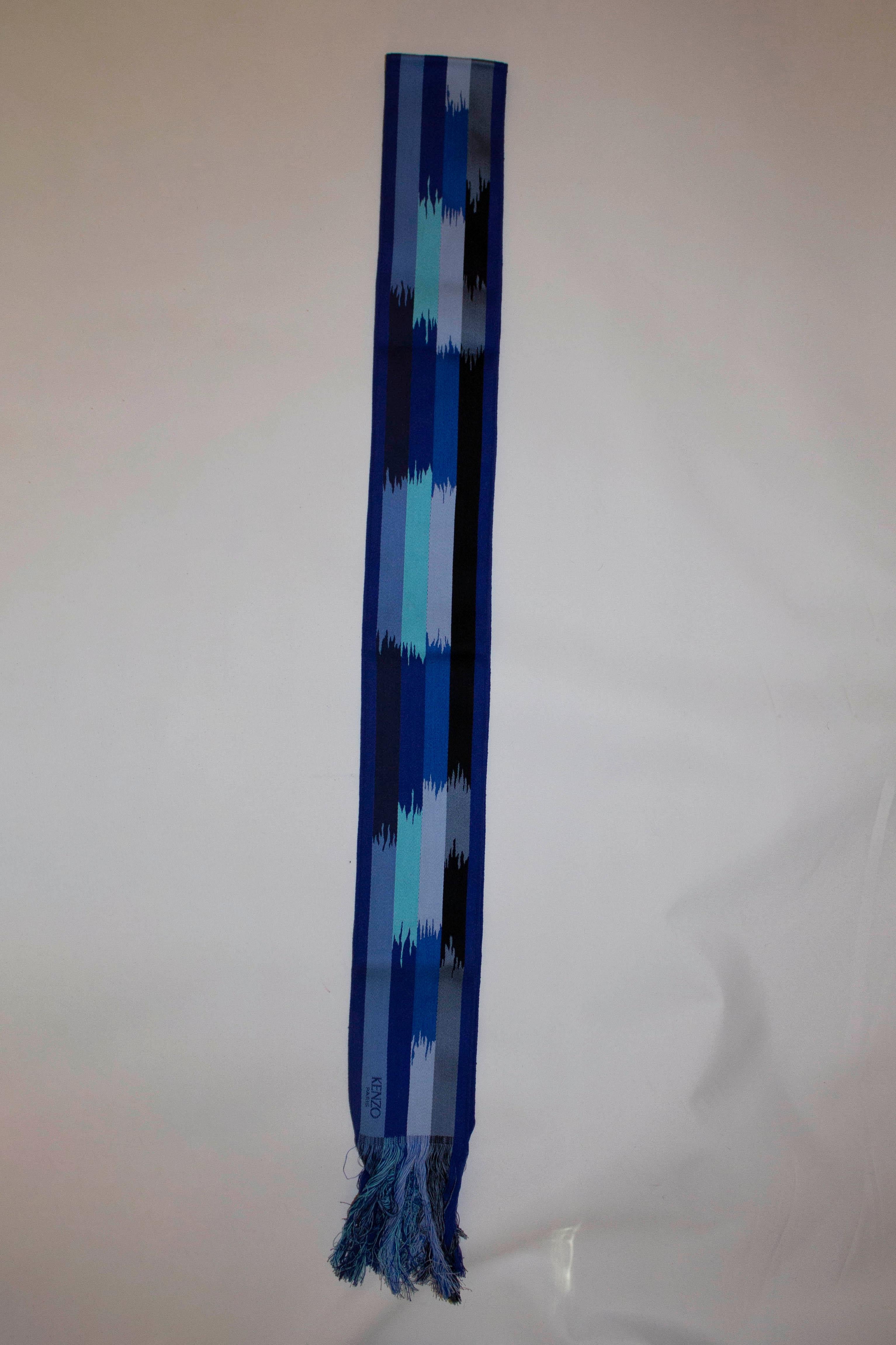 Vintage Kenzo Paris Obi Style Belt in Shades of Blue For Sale 1