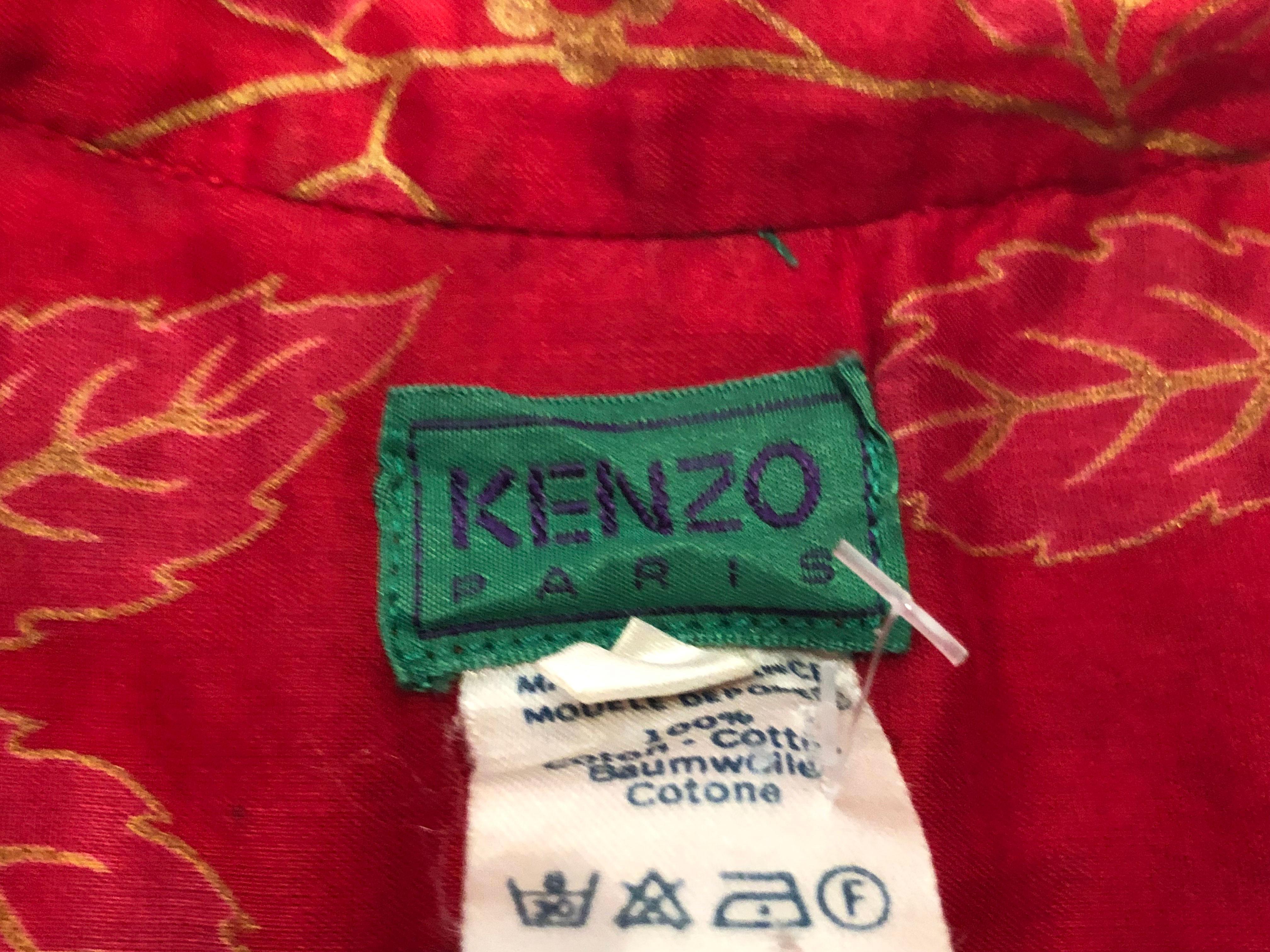 Vintage Kenzo Paris Red and Gold Top For Sale 1