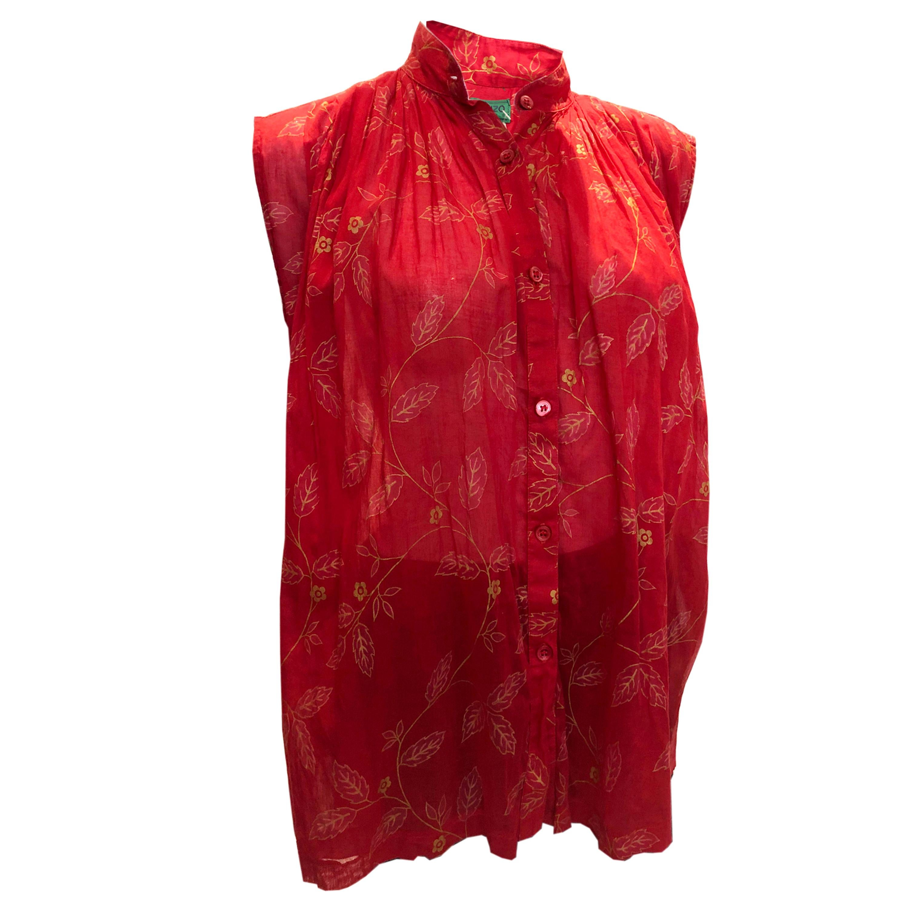 Vintage Kenzo Paris Red and Gold Top For Sale