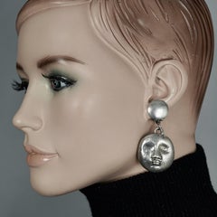 Vintage KENZO PARIS Sculptured Face Dangling Earrings