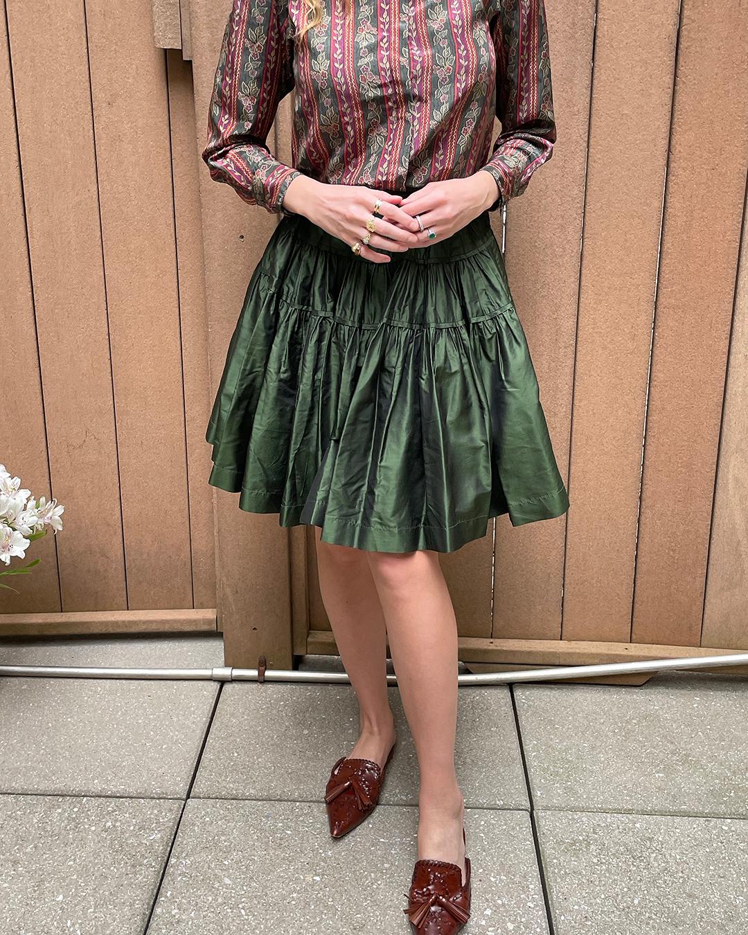 Women's or Men's Vintage Kenzo Silk Taffeta Skirt