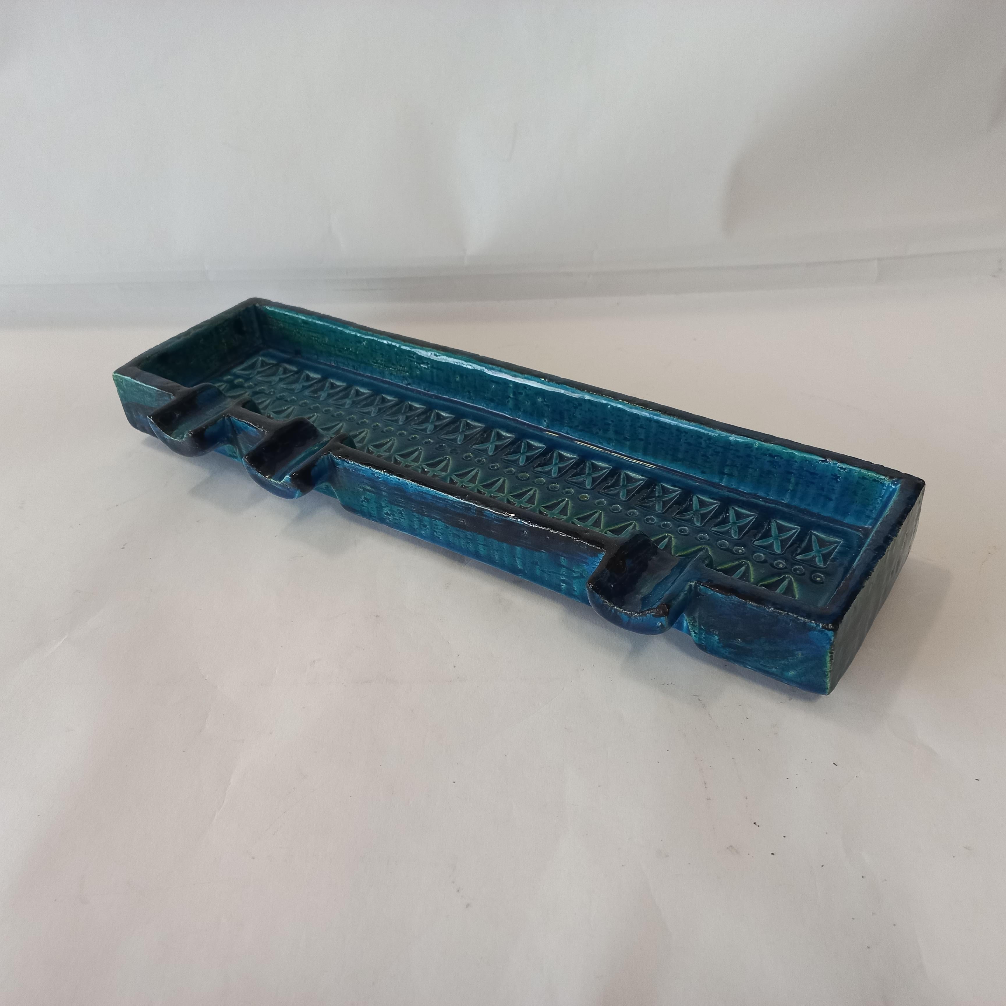 Cenicero vintage de cerámica Rimini blu de Aldo Londi para Bitossi, Italia Años 50
cerámica vidriada azul