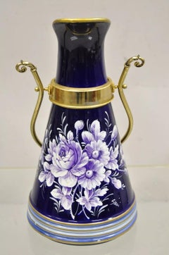 Brocca in porcellana blu cobalto vintage Keramos di Capodimonte con manico