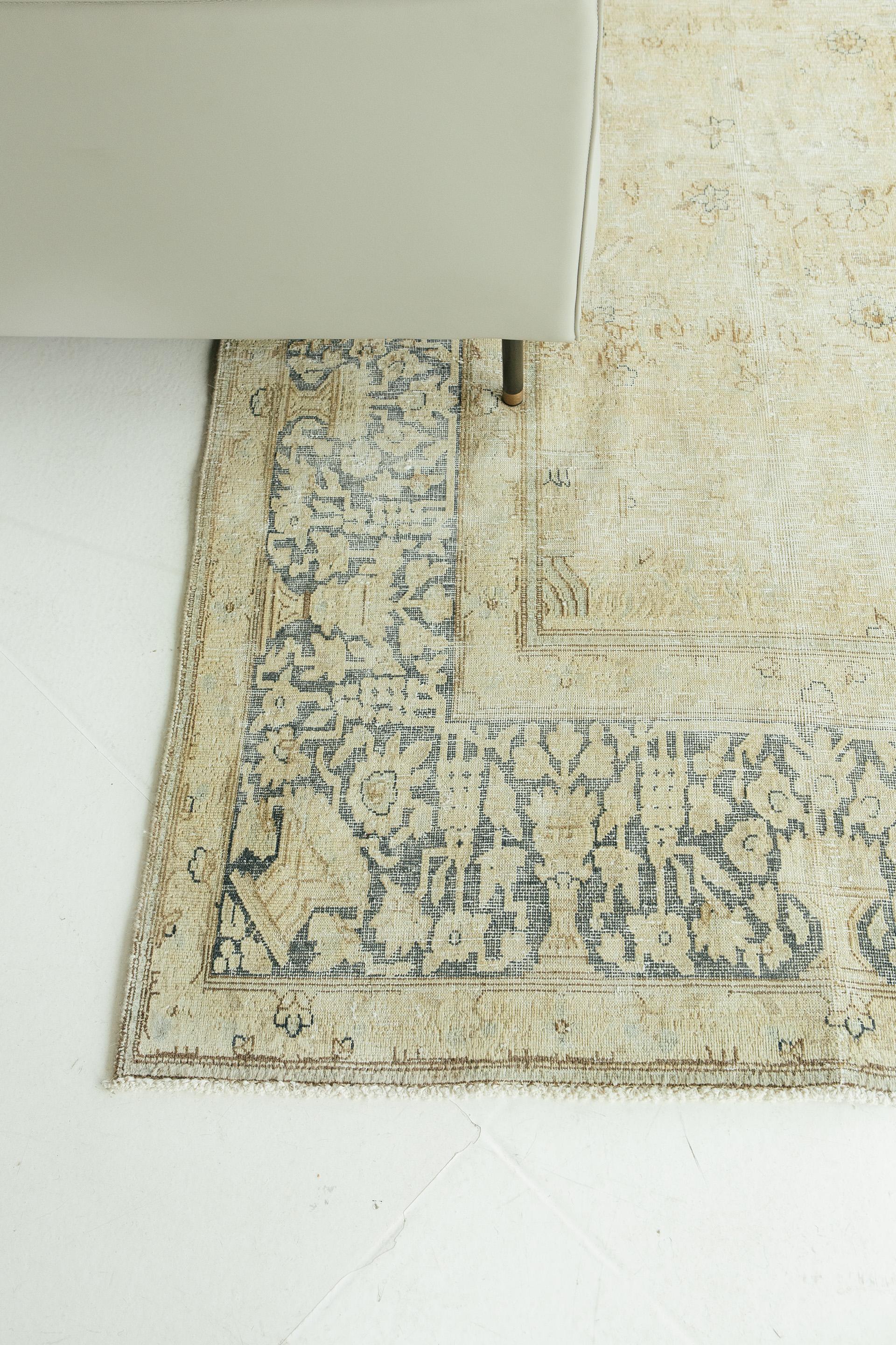 Vintage Kerman Distressed Rug In Good Condition For Sale In WEST HOLLYWOOD, CA