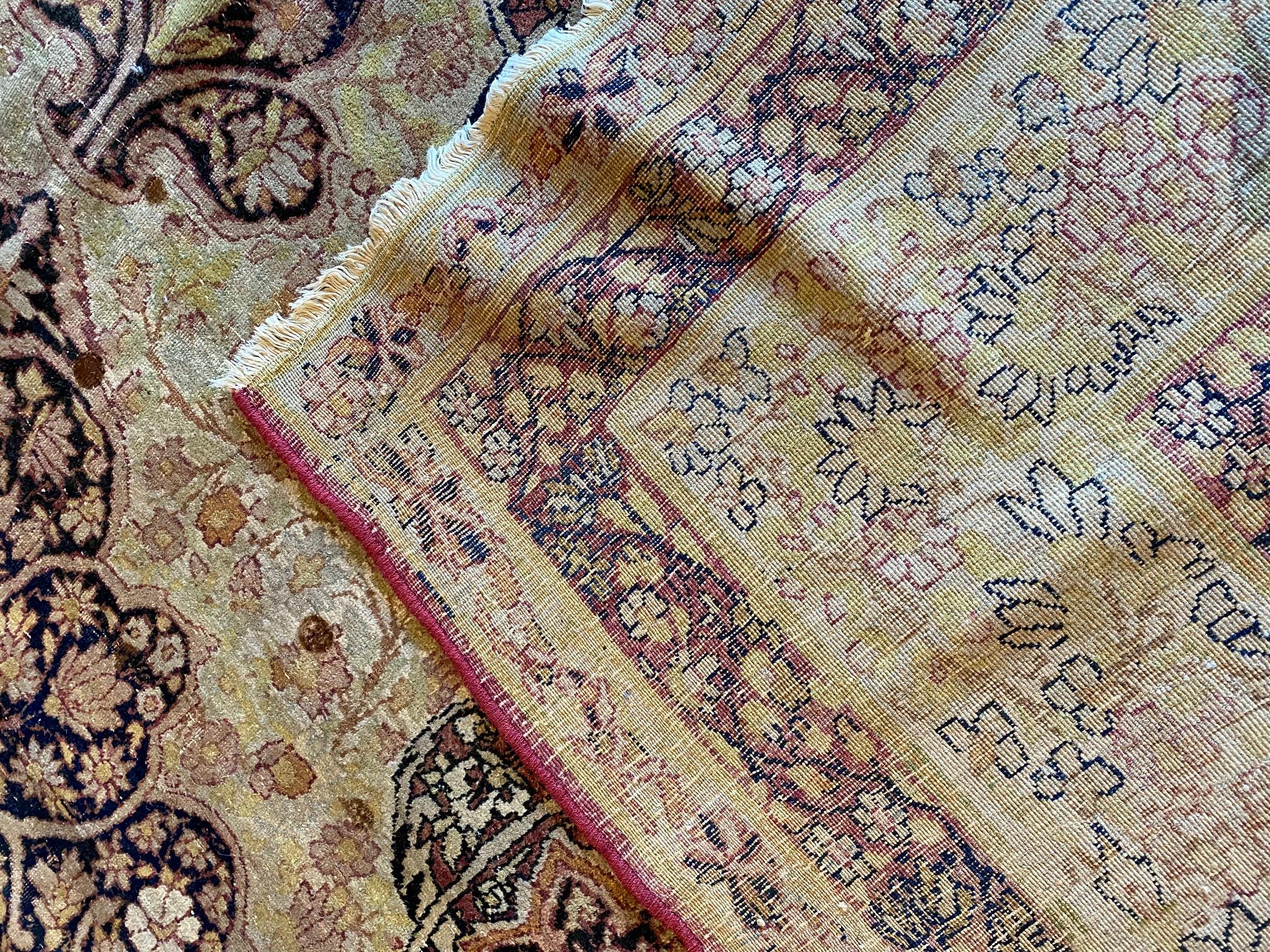 Hand-Knotted Vintage Kerman For Sale