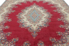 Vintage Kerman Lavar Persian Rug in Red with Medallion  Rug & Kilim
