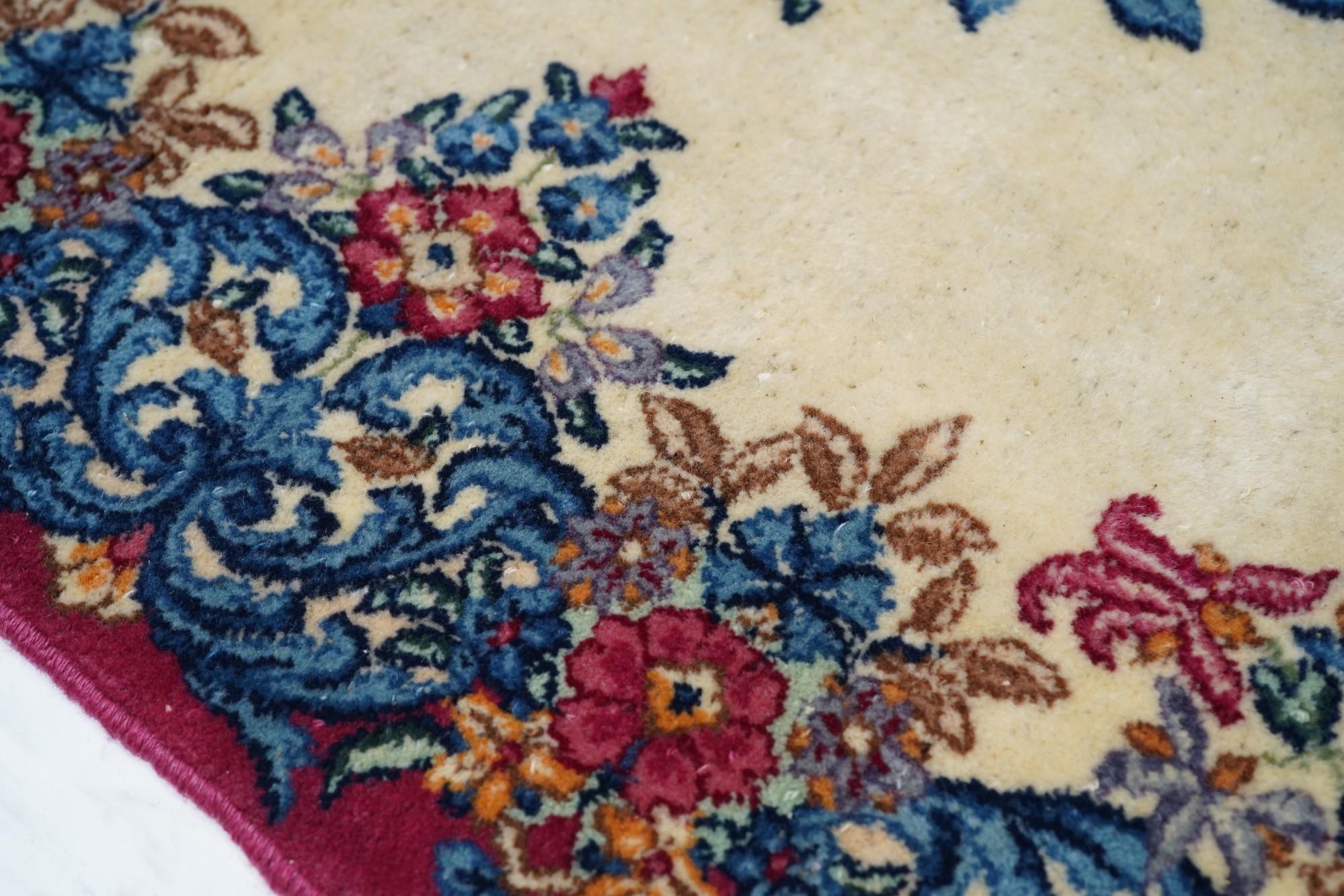 Mid-20th Century Vintage Kerman Lavar Rug For Sale