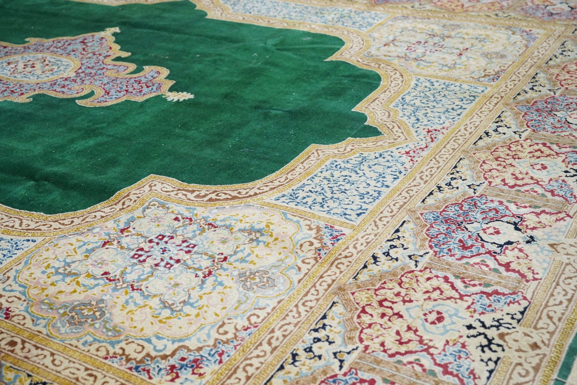 Kerman-Teppich im Vintage-Stil 9'1'' x 12'3'' (Wolle) im Angebot